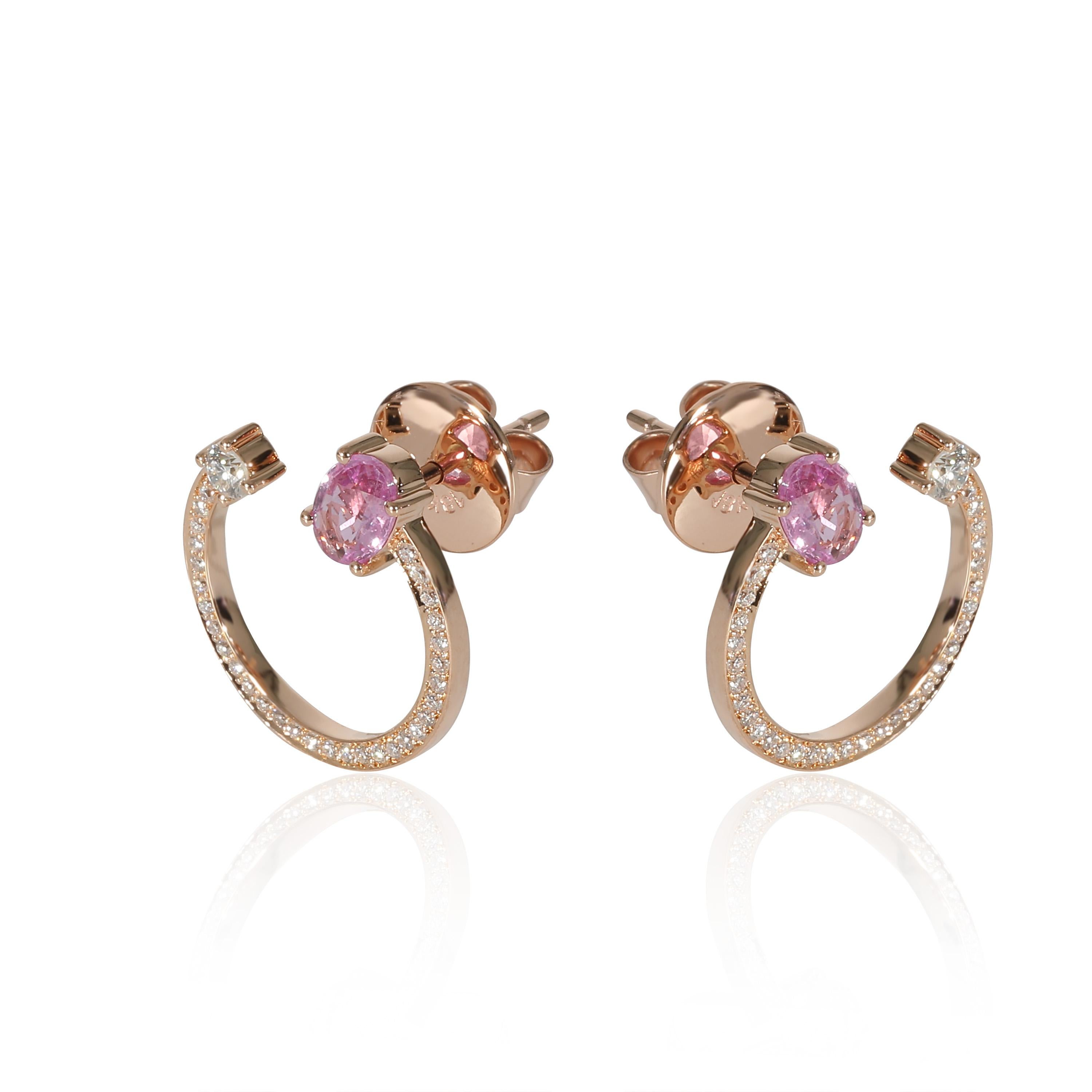 HUEB Spectrum Pink Sapphire & Diamond Earrings in 18k Rose Gold 0.39 CTW In Excellent Condition For Sale In New York, NY