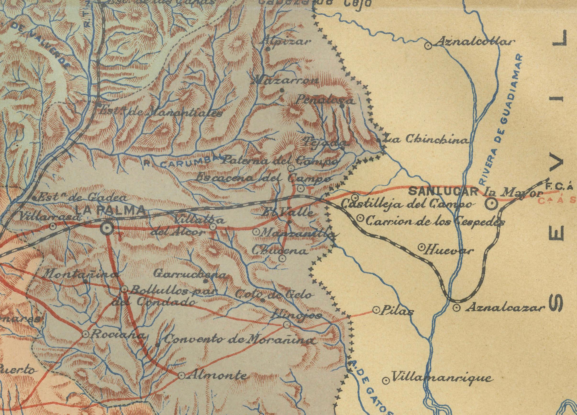 Huelva 1901: Eine kartografische Darstellung der atlantischen Grenze Andalusiens (Frühes 20. Jahrhundert) im Angebot