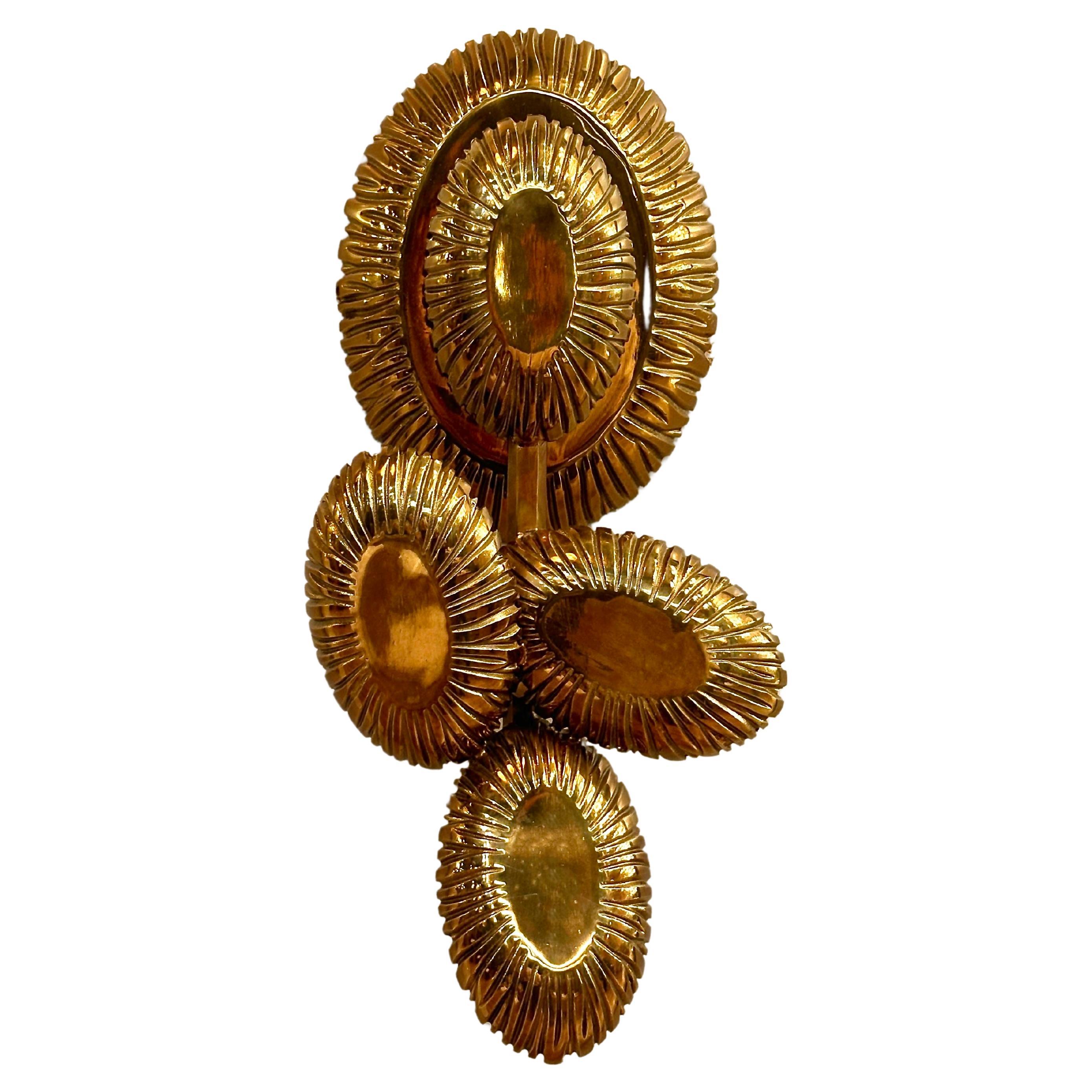 Huelva Flora Brass Casting Wall Sconce, Sculptural Sconce, Art Lighting