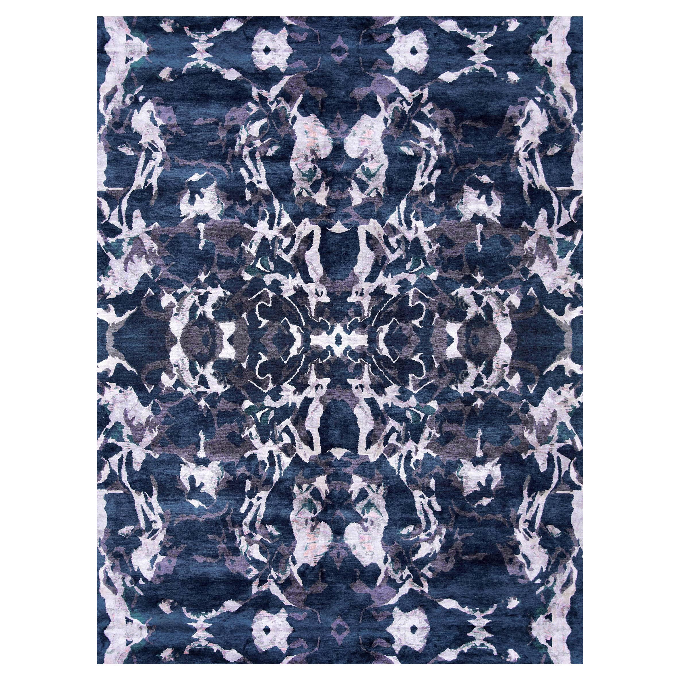 Tapis noué à la main bleu marine Huerfano d'Eskayel