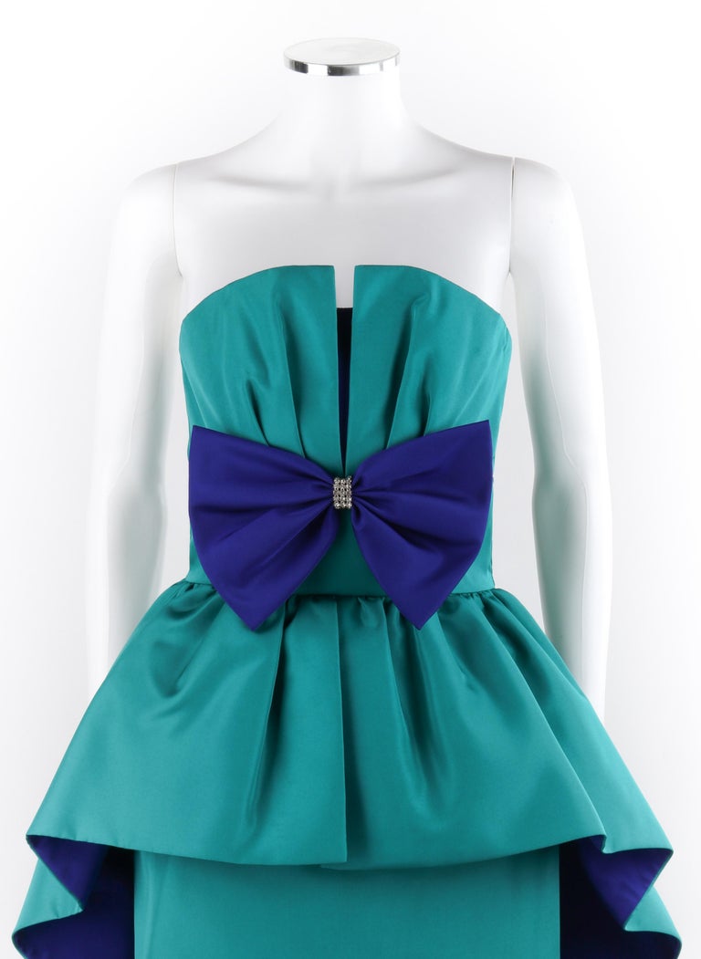 strapless open back dress Delightful Colored Wedding Dress with Peplum Light Blue / 14