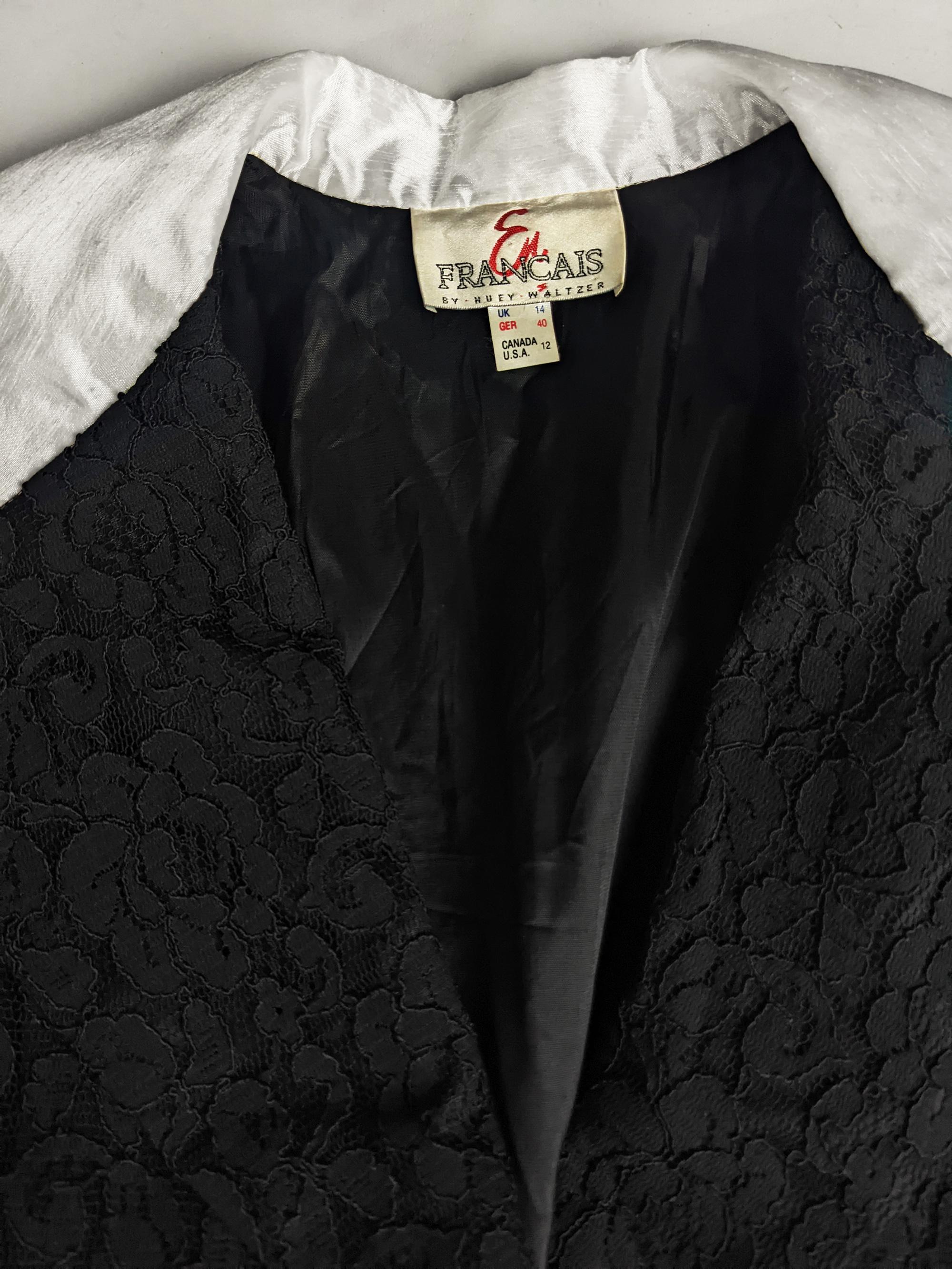 Huey Waltzer Vintage Black Lace Evening Party Dress, 1980s 6