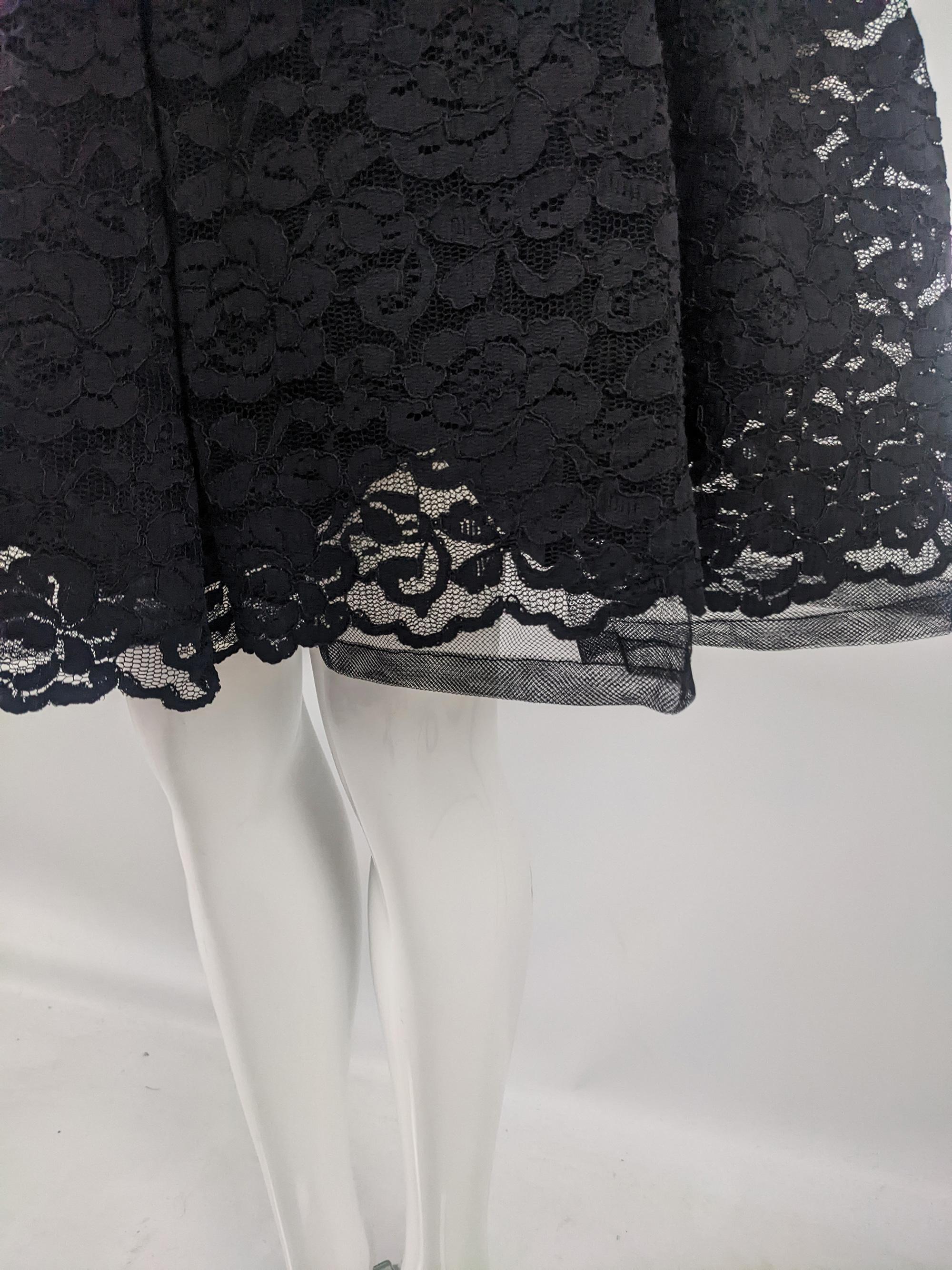 Huey Waltzer Vintage Black Lace Evening Party Dress, 1980s 5