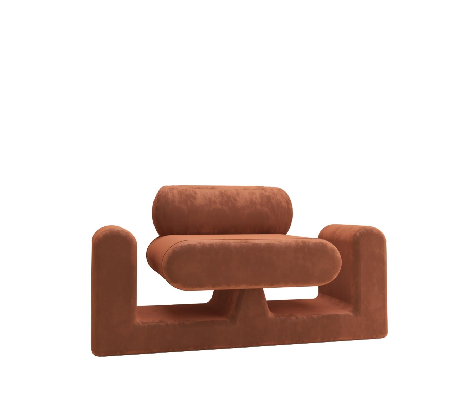Hug Brown Chair by Rejo Studio
Dimensions: D 115 x W 70 x H 70 cm
Materials: Wooden structure, with Velvet or silk
Also Available in different colours. 

We designed the chair to feel as if you are being embraced by your own world,
in spite of