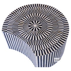 Hug Curve – Black & White Bone Inlay Accent Coffee Table by House of Jaipur