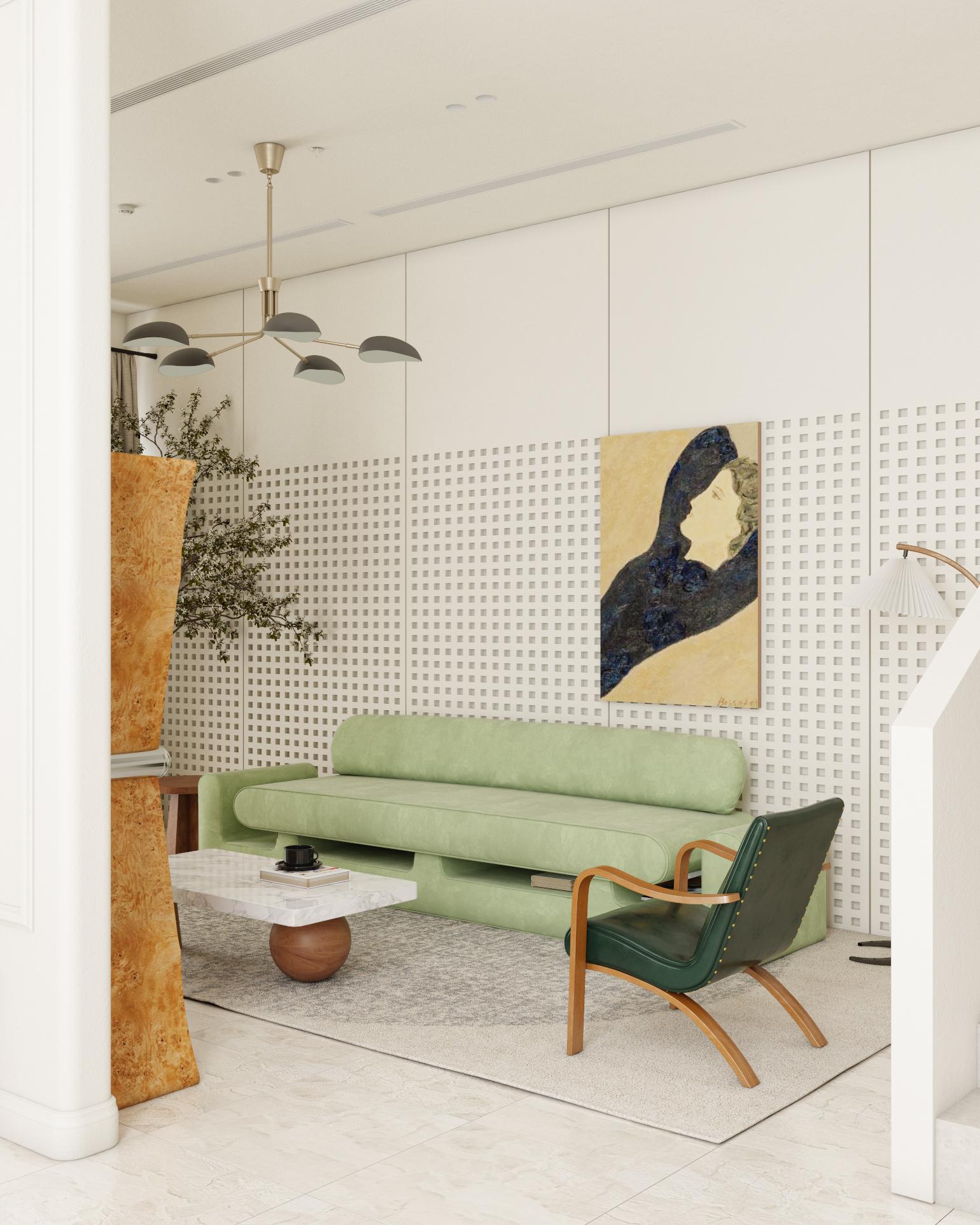 Großes grünes Sofa von Rejo Studio (Postmoderne) im Angebot
