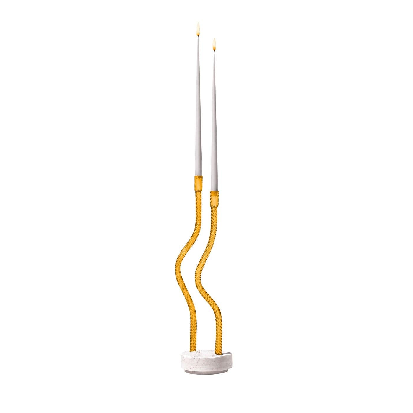 Hug of Artisans Amber Candlestick For Sale 4