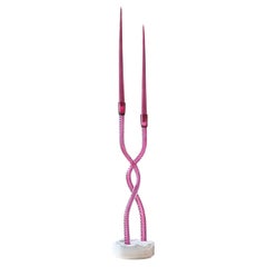 Hug of Artisans Ruby Glass Candlestick holder