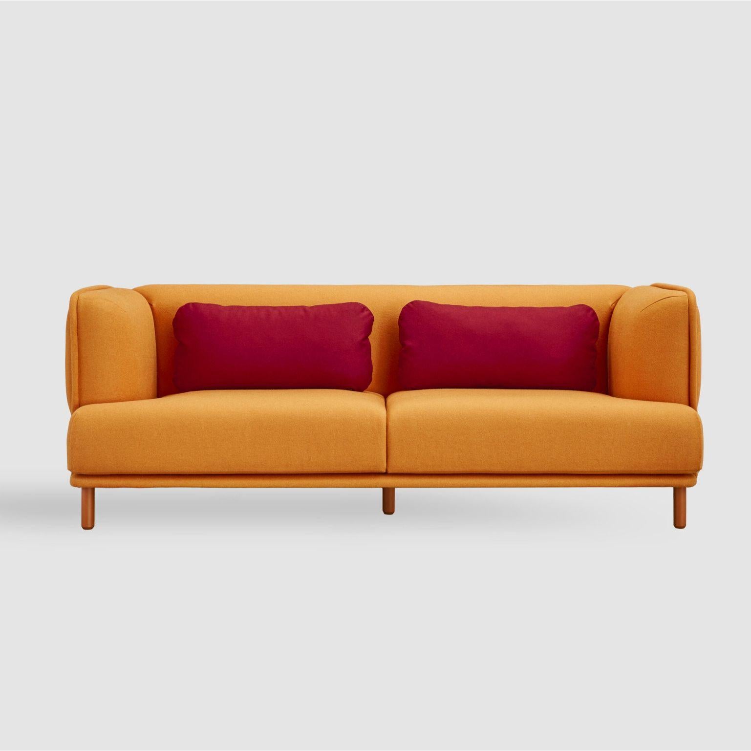 Hug sofa, 2 seaters by Pepe Albargues
Dimensions: W168, D95, H73, Seat43
Materials: Pine wood structure reinforced with plywood and tablex
Backrest is 50% goose feather and 50% polyester fibre
Foam CMHR (high resilience and flame retardant) for