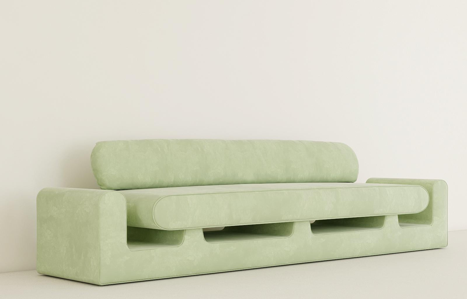 Saudi Arabian Hug Sofa Upholstered, Chubby Arms by Rejo Studio For Sale