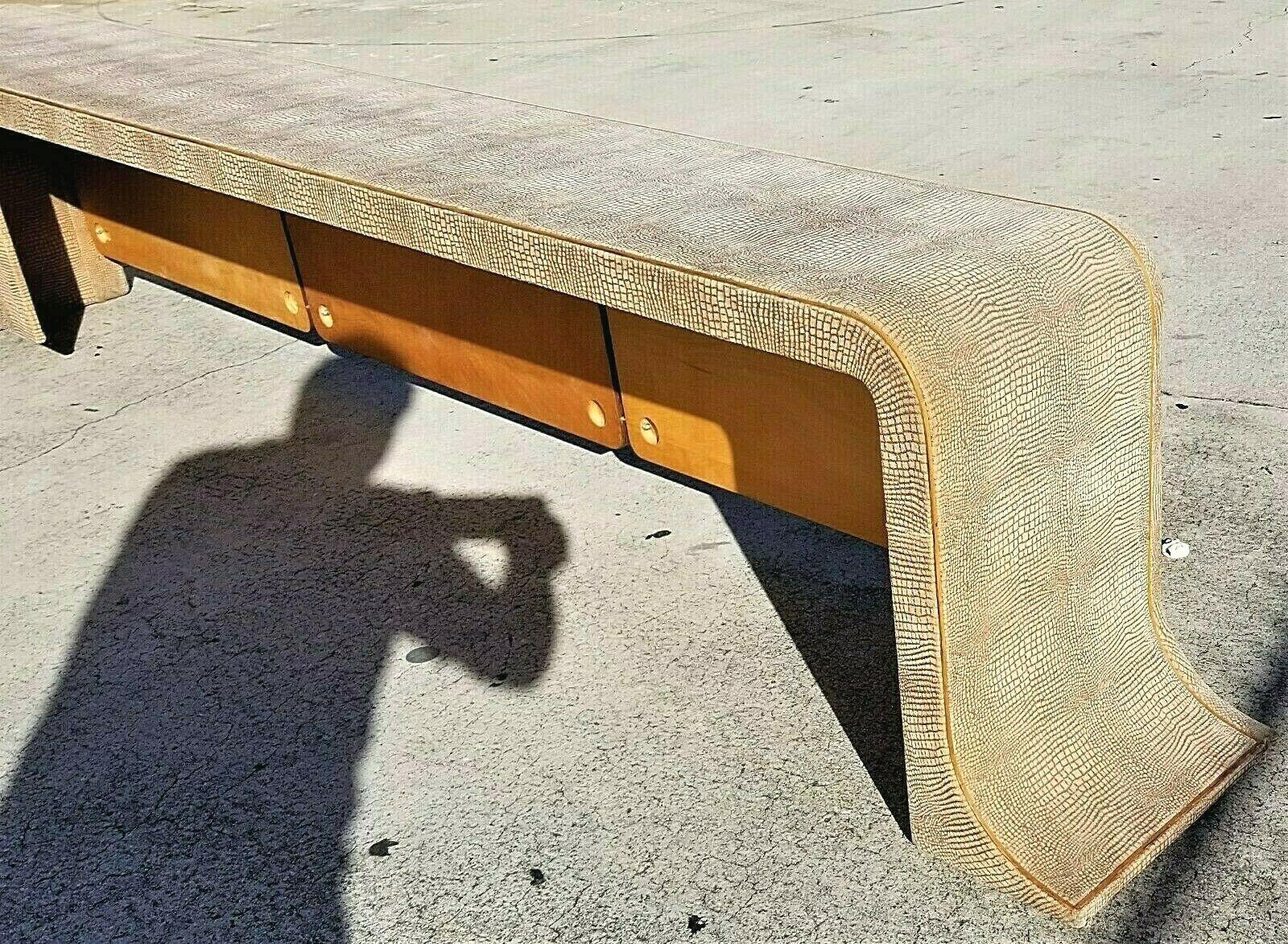 For FULL item description click on CONTINUE READING at the bottom of this page.

Offering One Of Our Recent Palm Beach Estate Fine Furniture Acquisitions Of A
Huge 10 foot Dunbar custom made Mid-Century Modern upholstered L shaped bench

