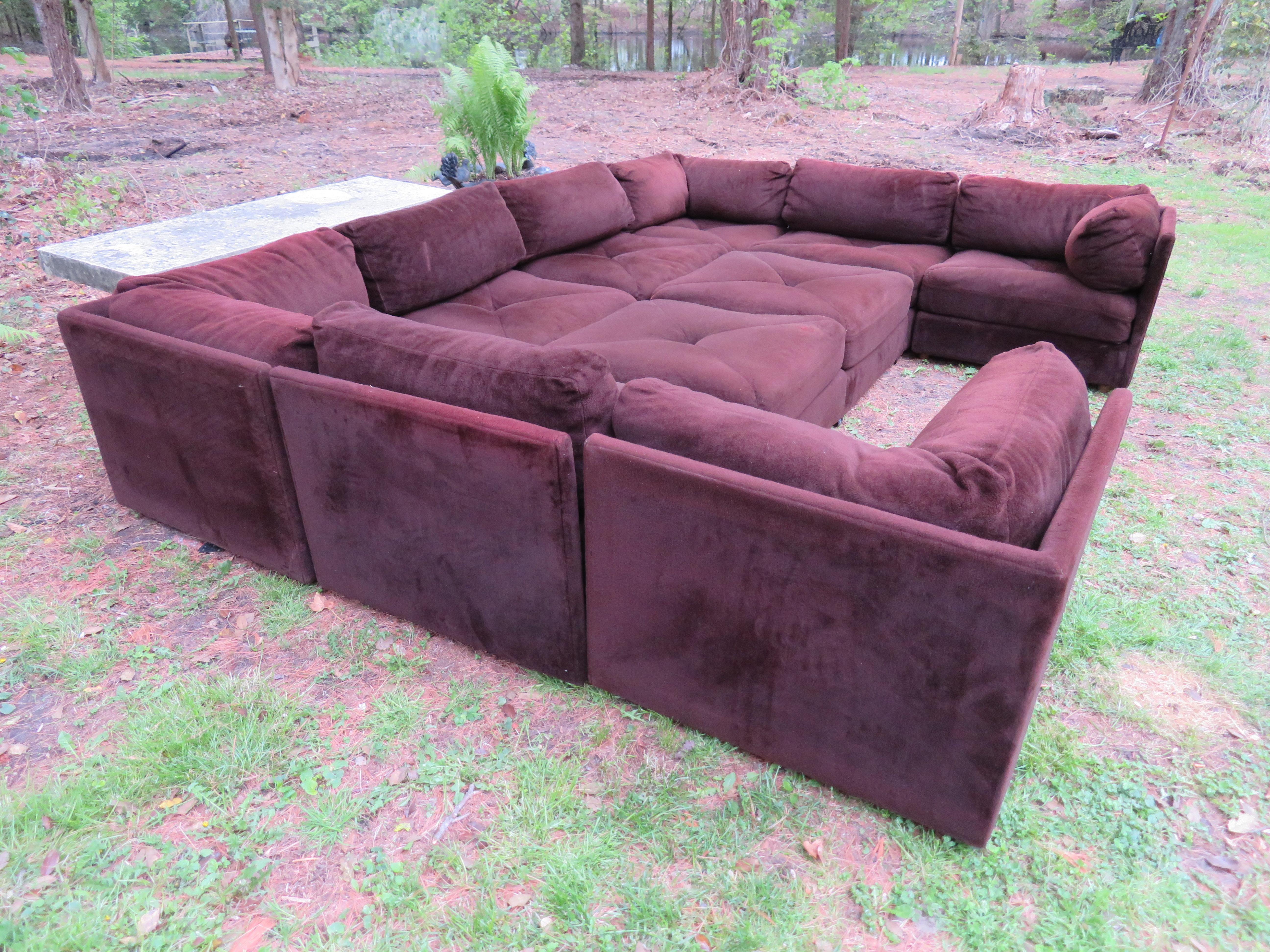 Huge 10-Piece Milo Baughman Style Sectional Sofa by Selig, Mid-Century Modern 5