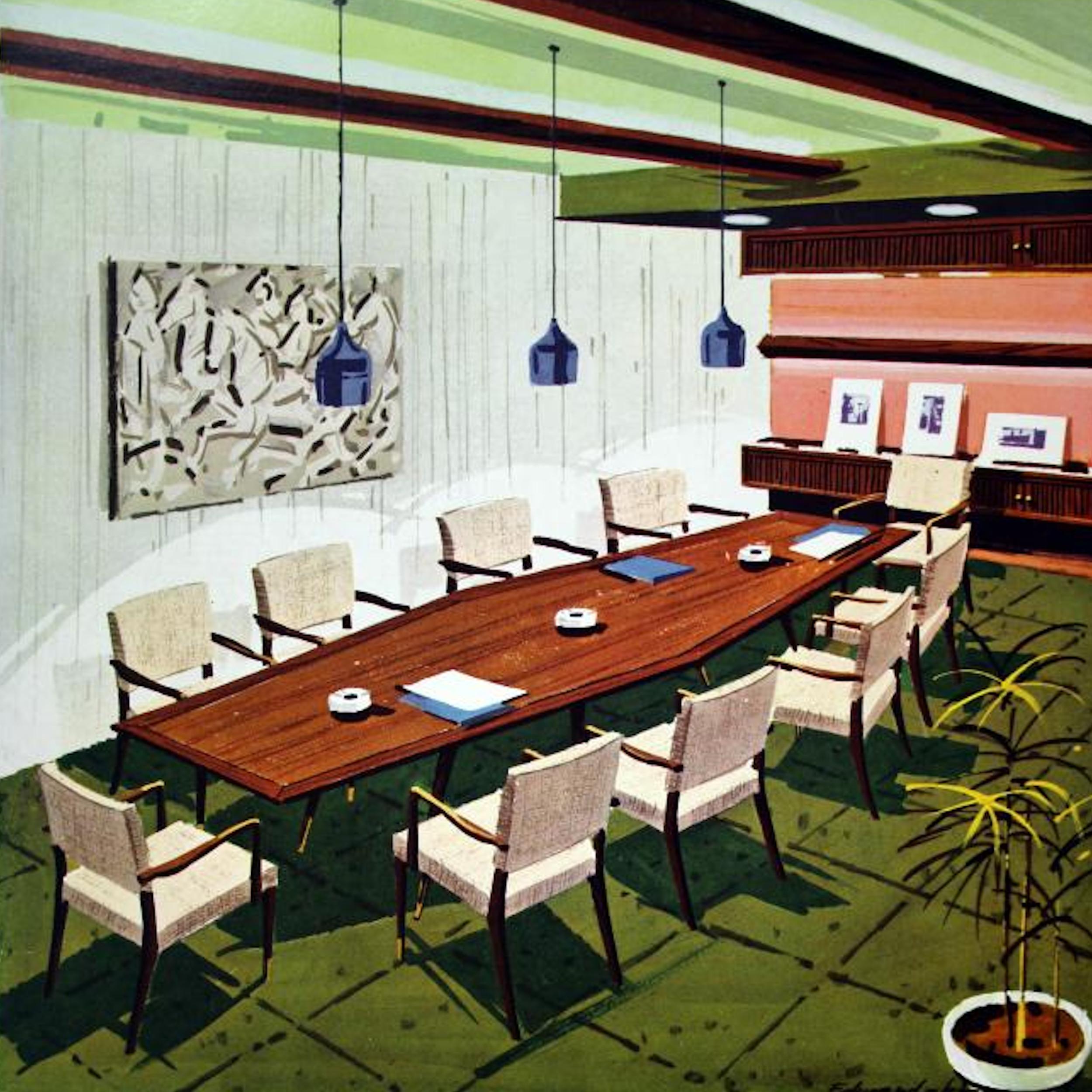 Huge Walnut Mid-Century Modern Conference Dining Table by Giacomo Buzzitta 2