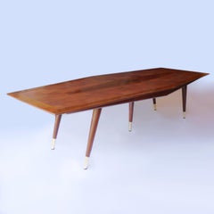 Huge Walnut Mid-Century Modern Conference Dining Table by Giacomo Buzzitta