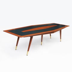 Huge 10ft Walnut Mid-Century Modern Conference Dining Table by Giacomo Buzzitta