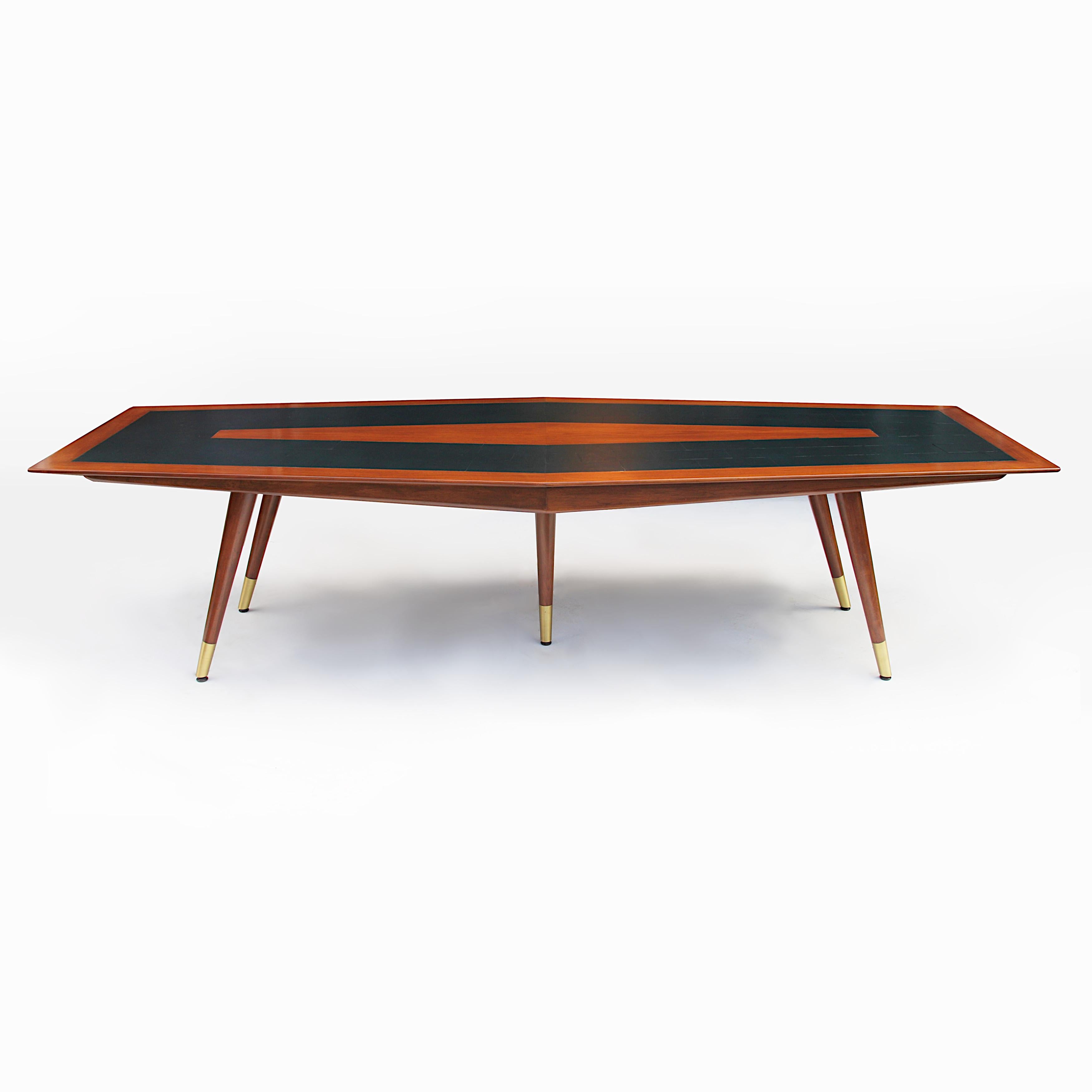 American Huge 10ft Walnut Mid-Century Modern Conference Dining Table by Giacomo Buzzitta