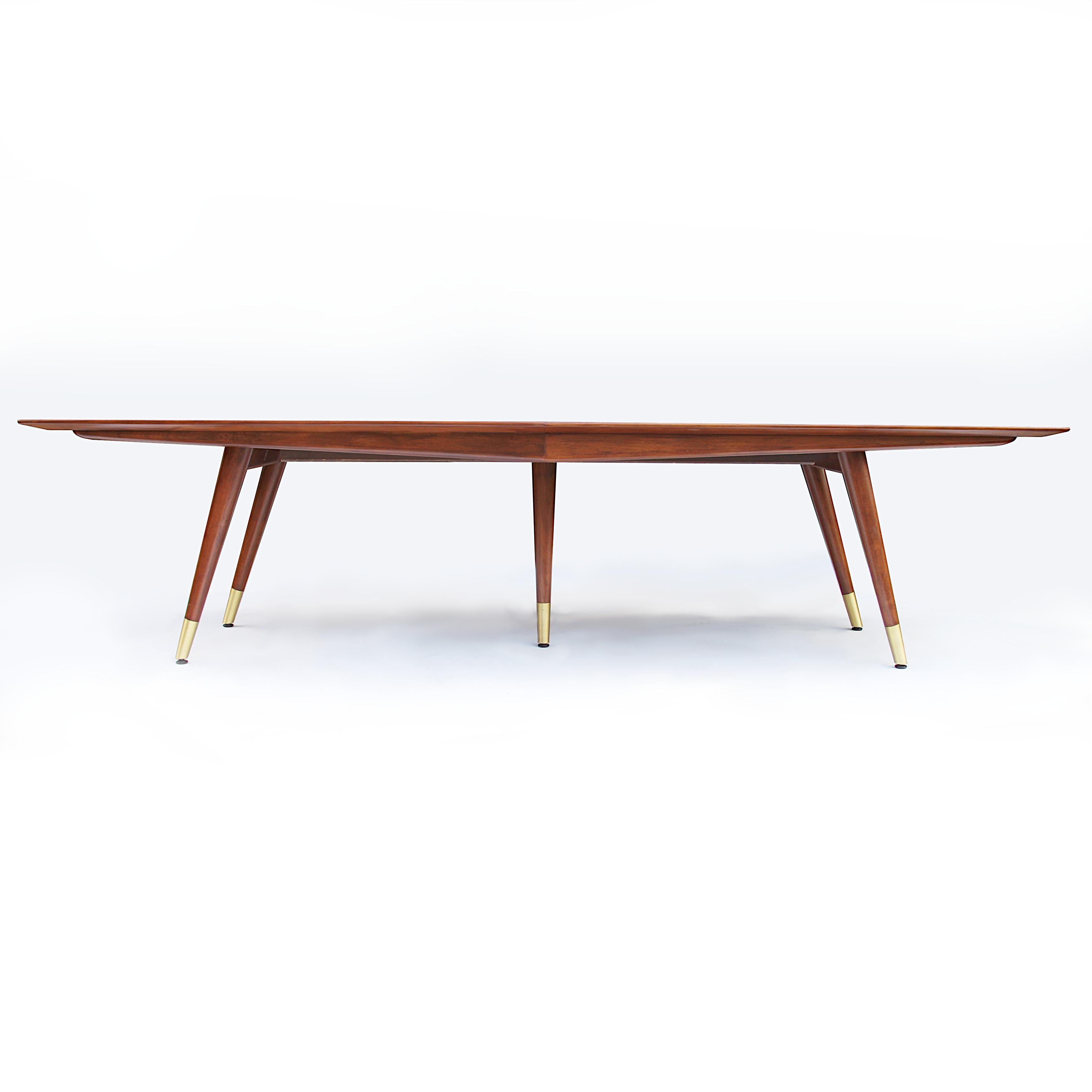 Huge 10ft Walnut Mid-Century Modern Conference Dining Table by Giacomo Buzzitta In Good Condition In Lafayette, IN