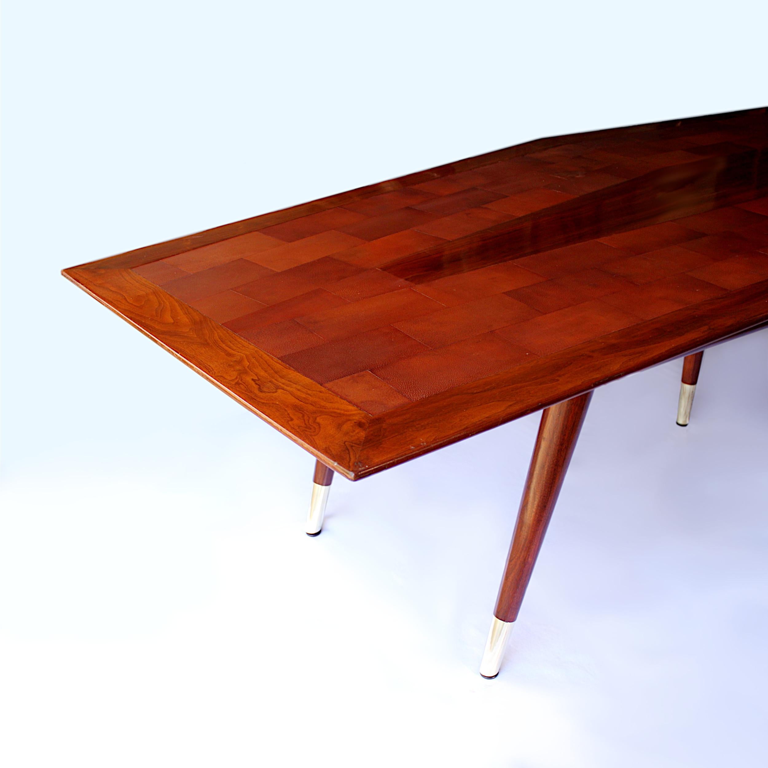 American Huge Walnut Mid-Century Modern Conference Dining Table by Giacomo Buzzitta
