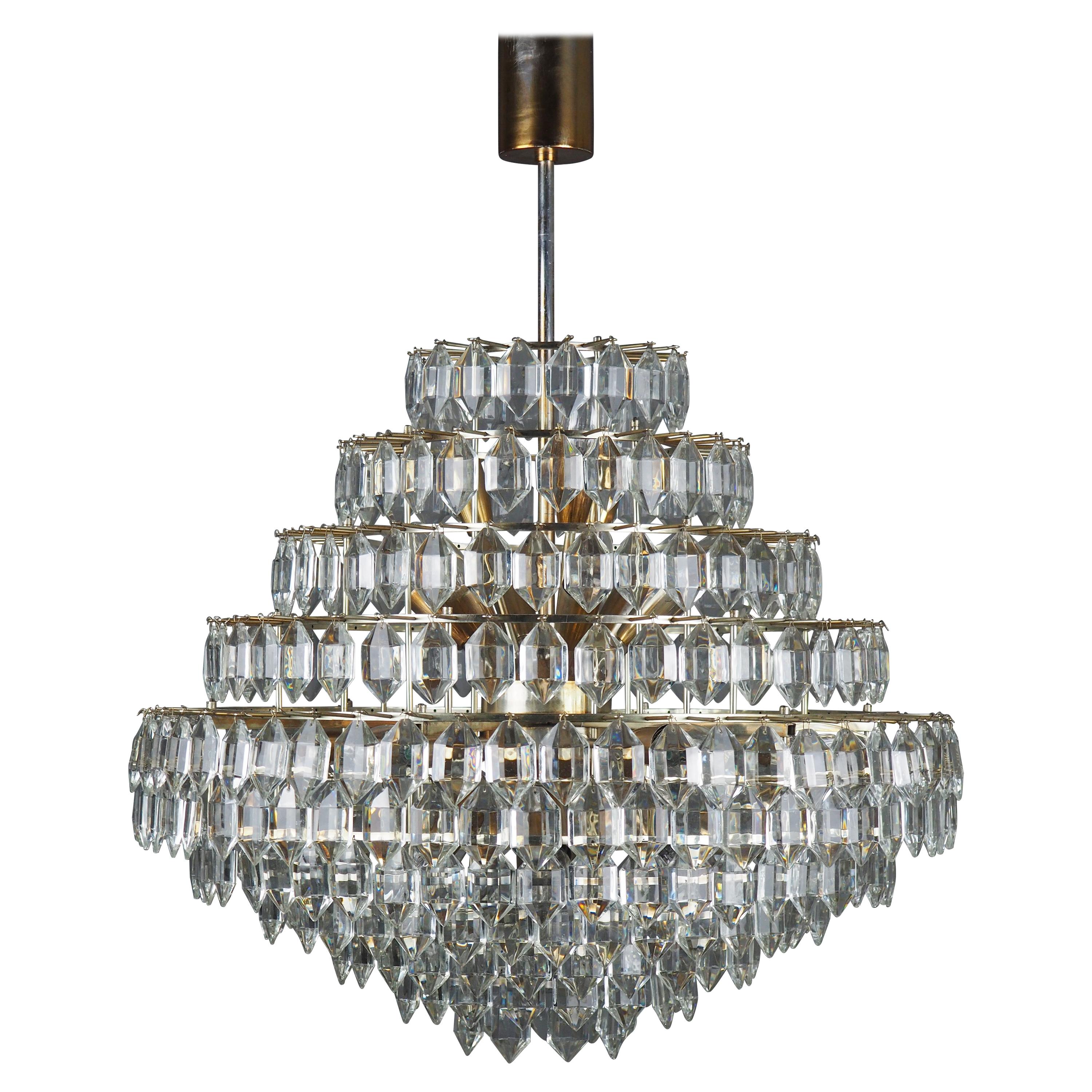 Huge 11 - Tiered, 22 Light Chandelier by Bakalowits & Sons, Vienna, circa 1960s For Sale