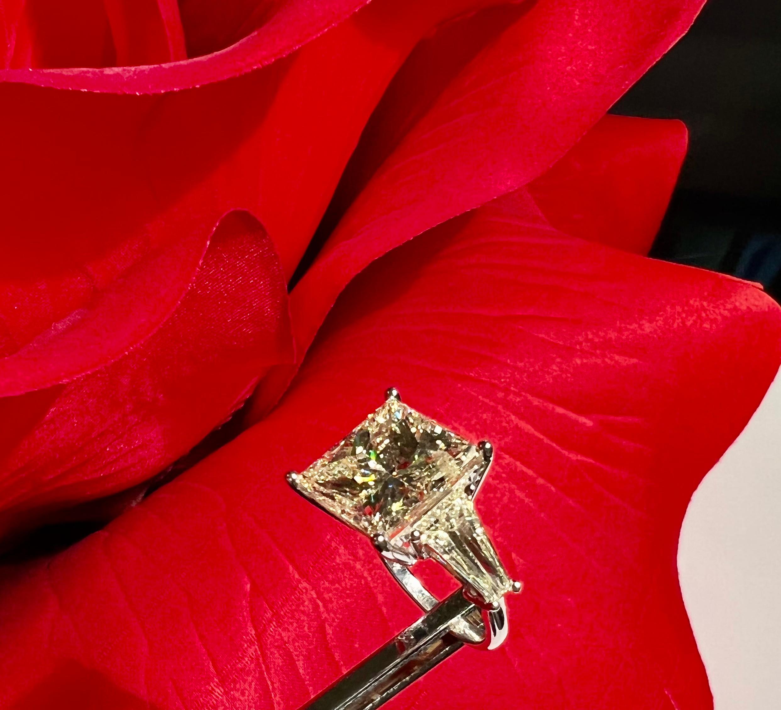 Huge 11.11 Carat Princess Diamond Ring With 2.08 Carat Diamond Side Stones  3