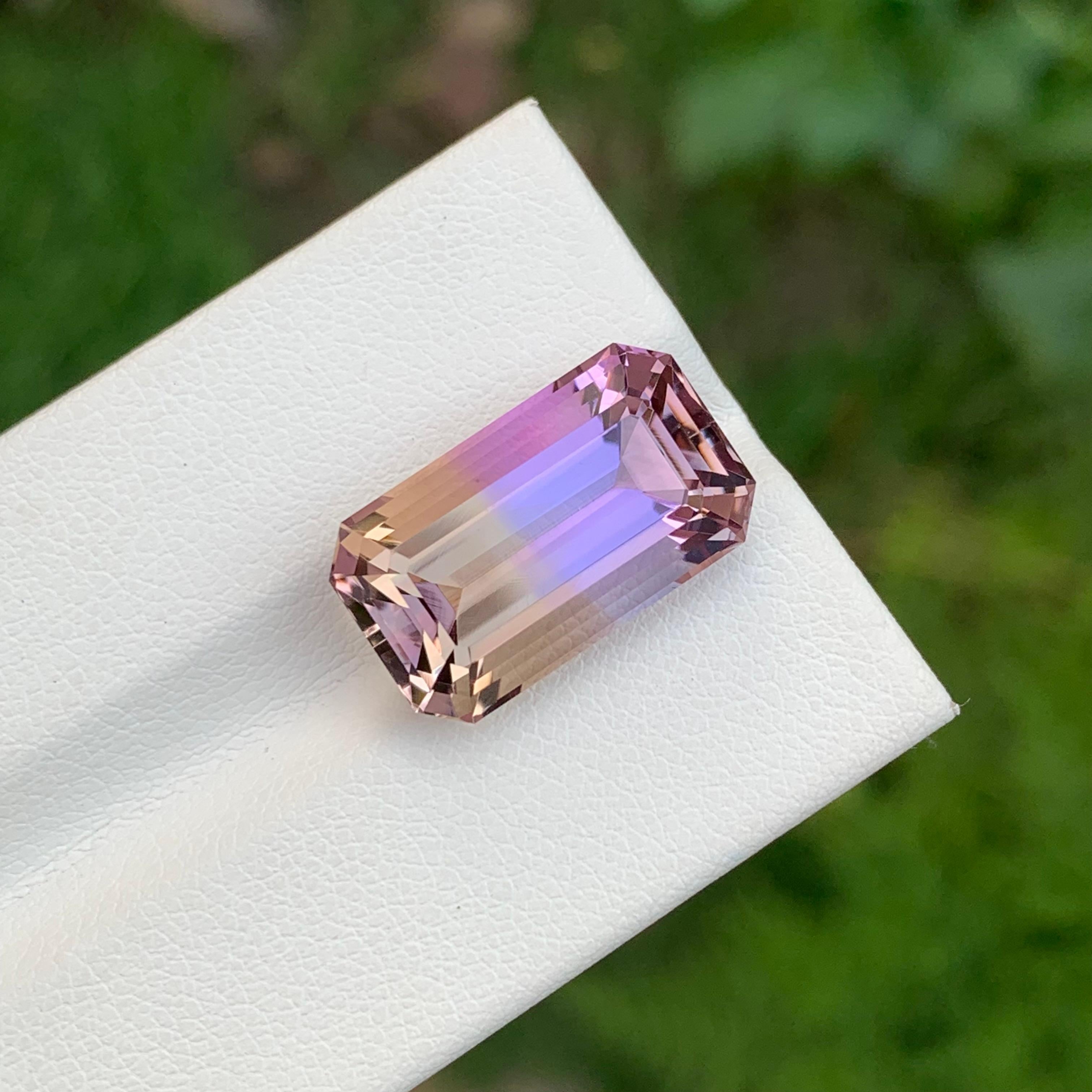 Riesige 11,55 Karat natürlichen losen Ametrin Smaragd Form Edelstein für Halskette im Angebot 1