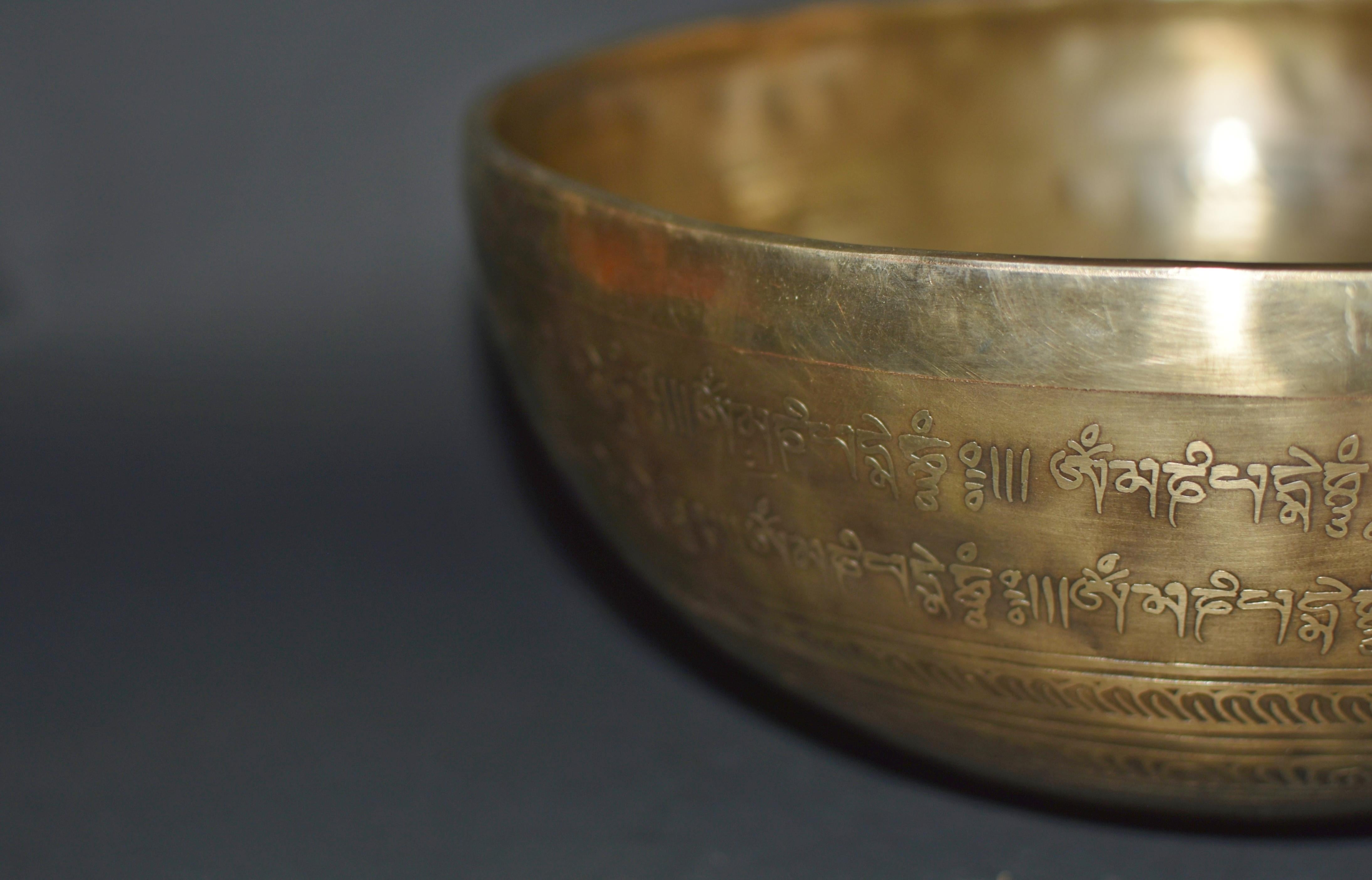 Brass Huge Tibetan Singing Bowl Garland Lotus 12
