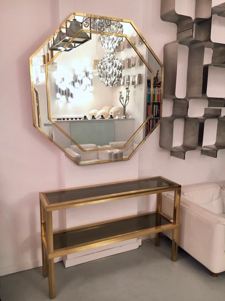 Huge vintage brass octagonal mirror by Jean Claude Mahey circa 1970s
Measures: 120 x 120 cm
Perfect condition.
