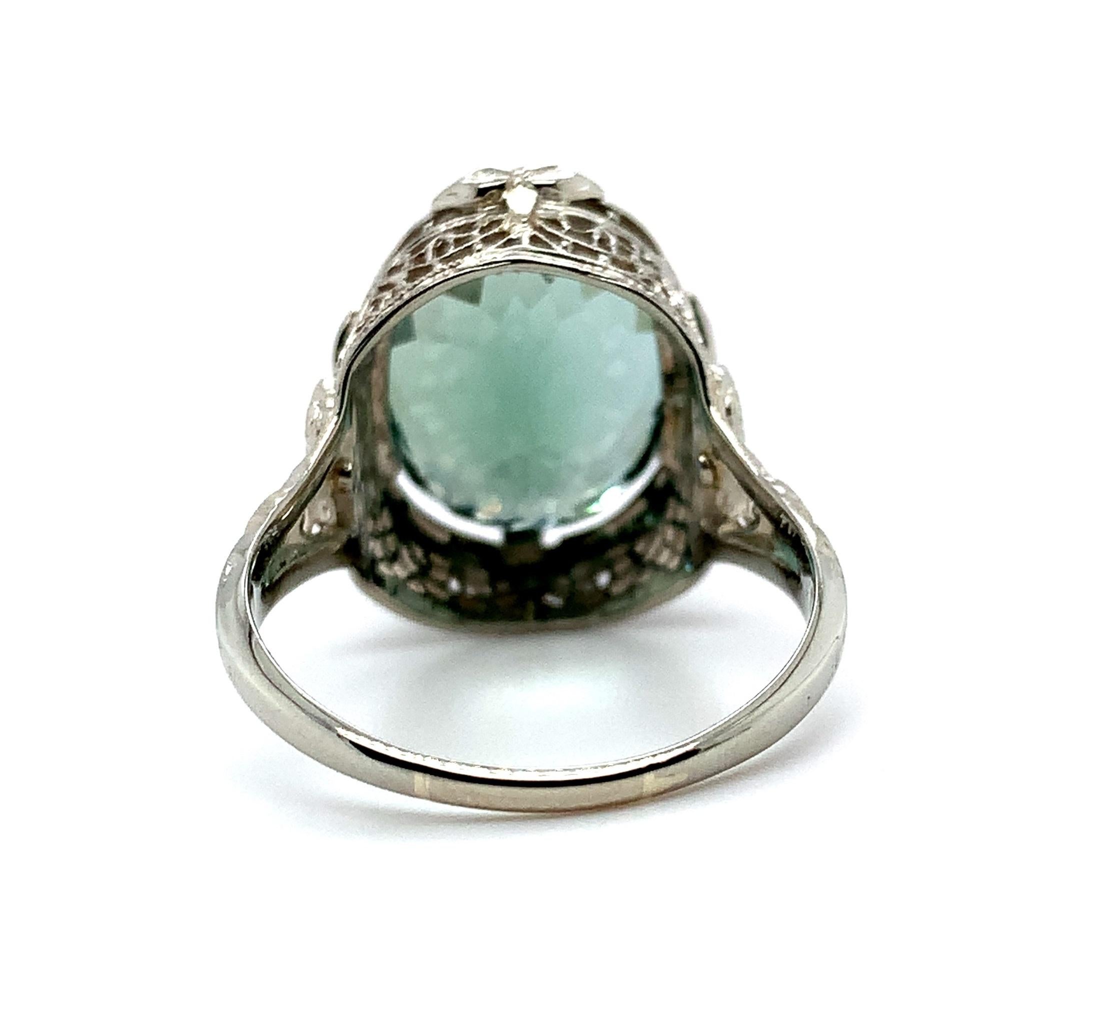 Brilliant Cut Huge 12.21ct Teal Tourmaline 14K Ring For Sale