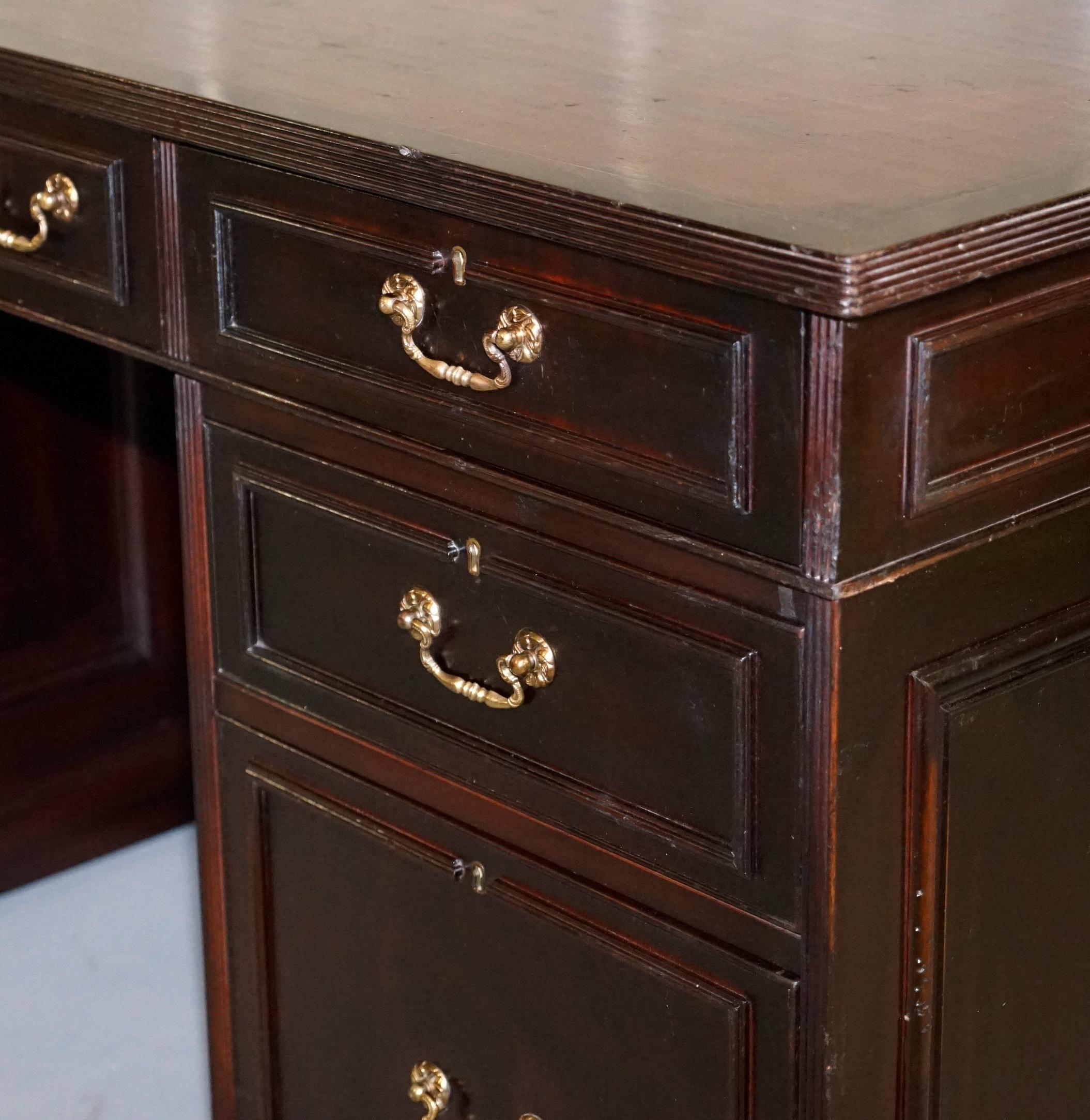 20th Century Huge 14 Drawers and 2 Bookshelves Twin Pedestal Double Sided Partner Desk
