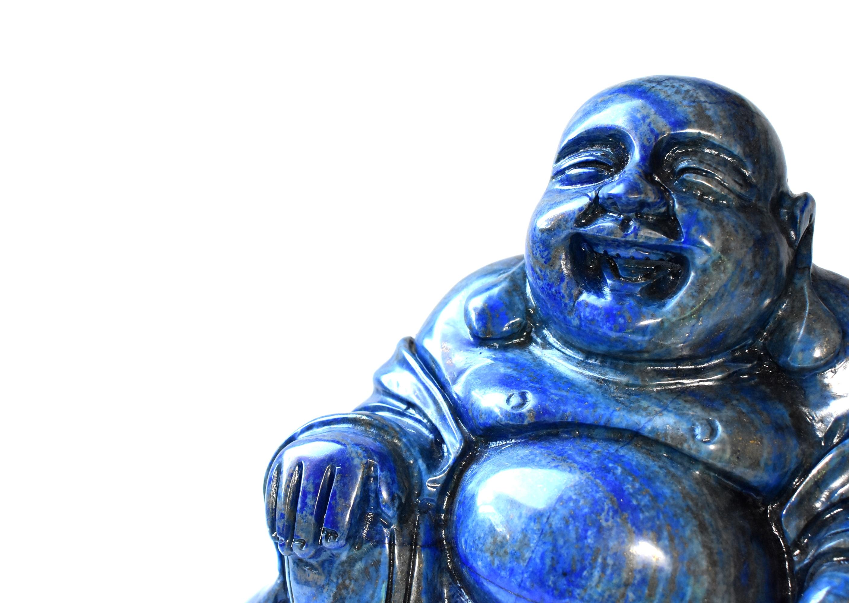 Huge 14.4 Lb Natural Lapis Lazuli Happy Buddha Statue 4