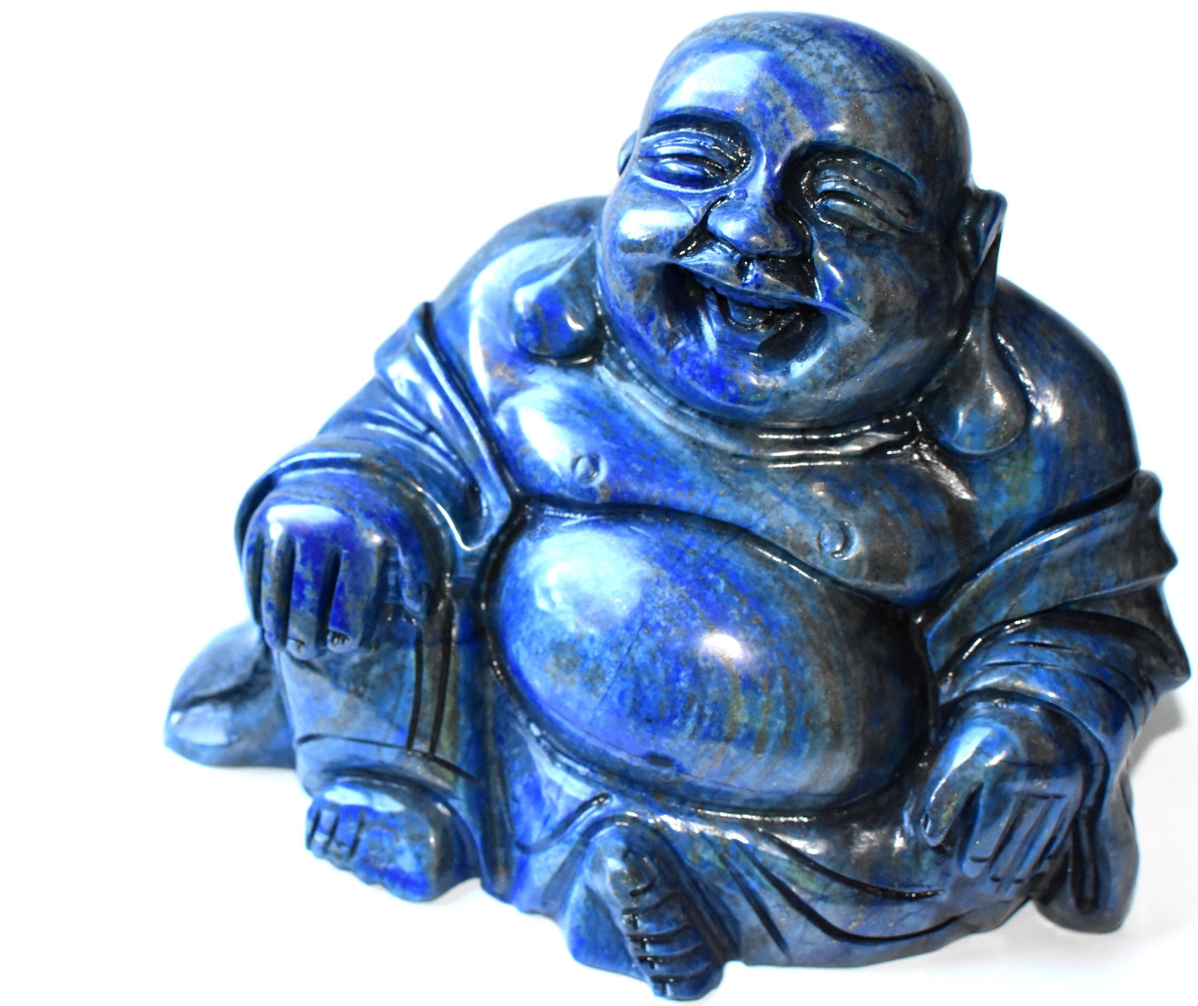 Huge 14.4 Lb Natural Lapis Lazuli Happy Buddha Statue 5
