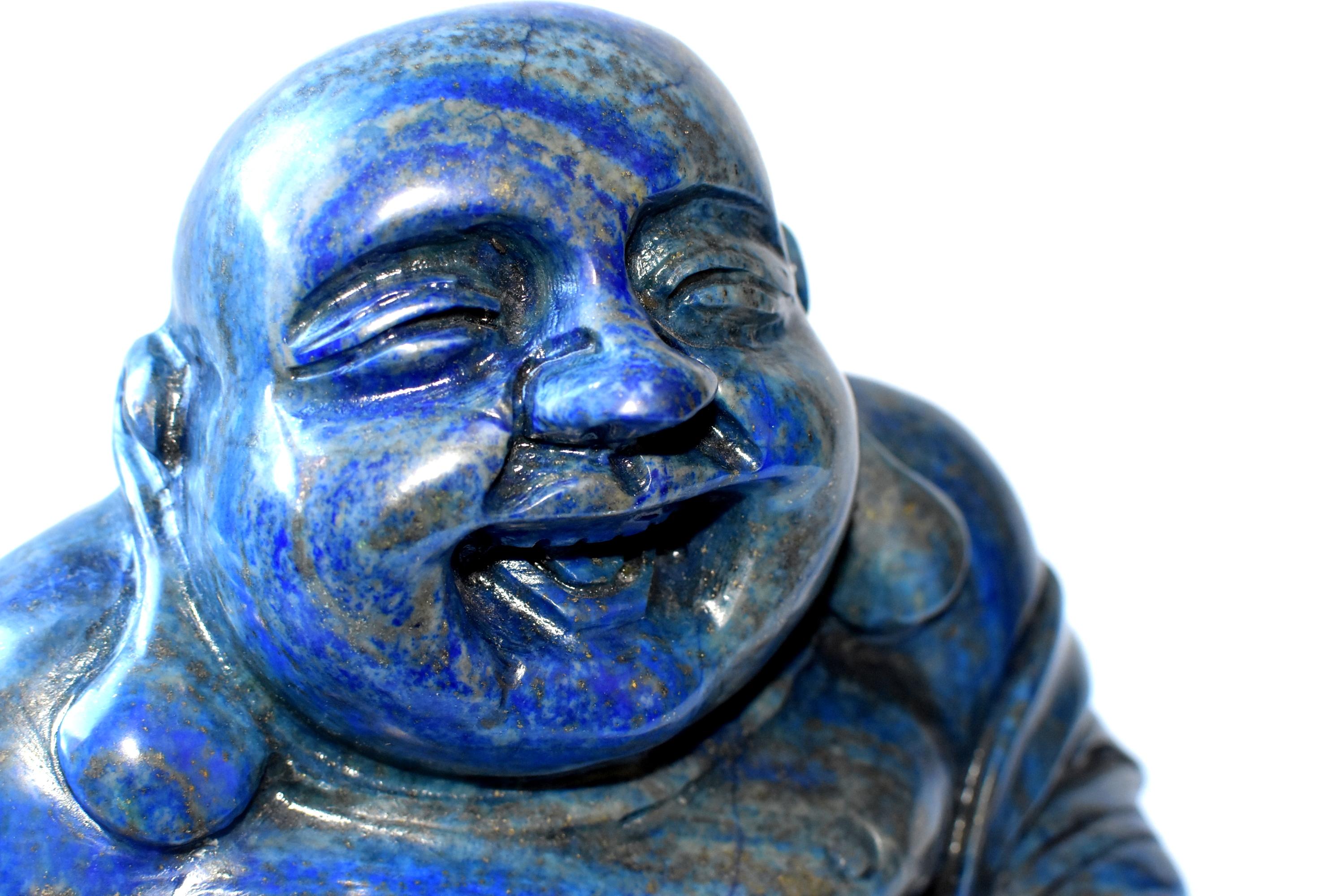 Riesige 14::4 Pfund natürlichen Lapislazuli glücklich Buddha-Statue 11