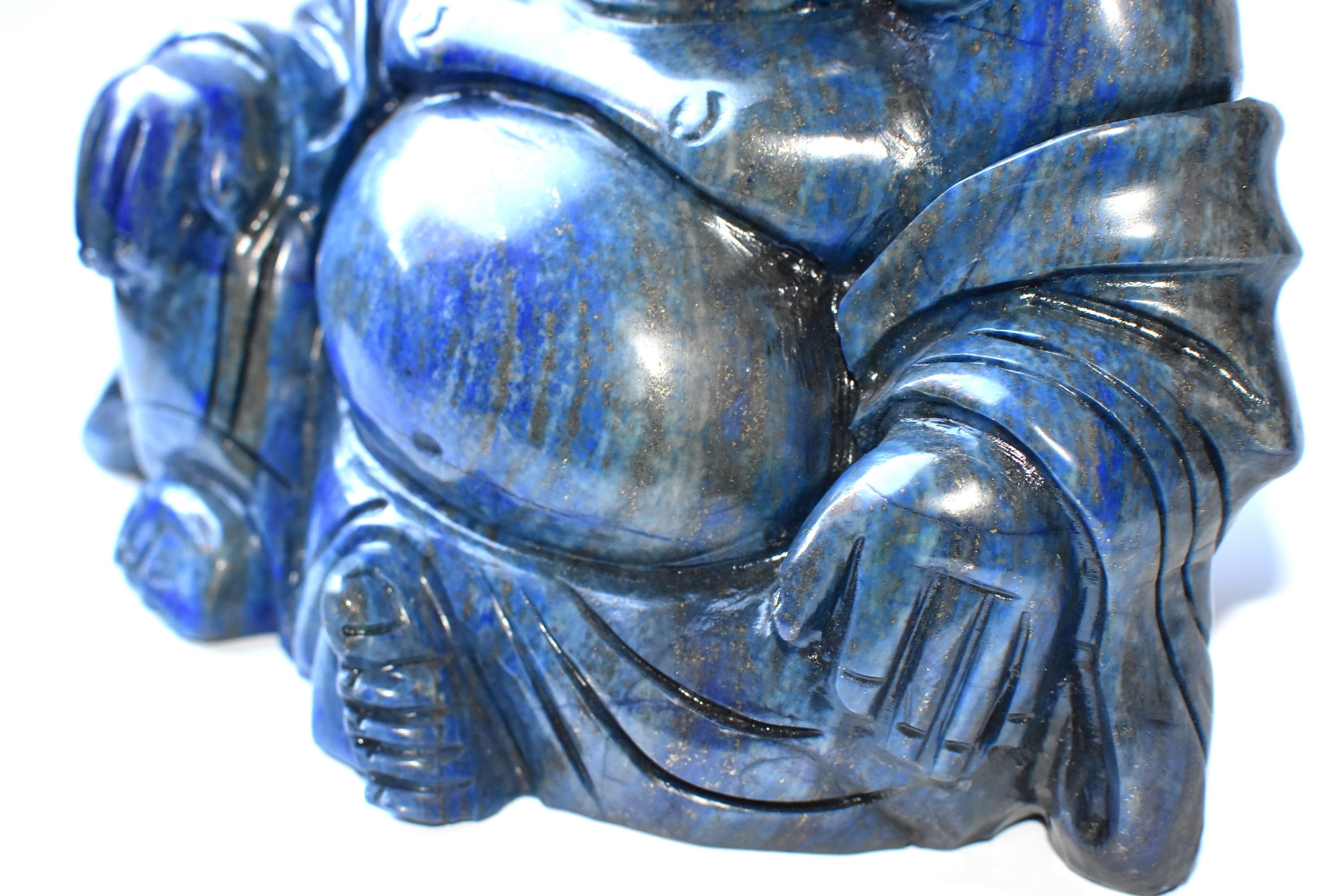 Huge 14.4 Lb Natural Lapis Lazuli Happy Buddha Statue 6