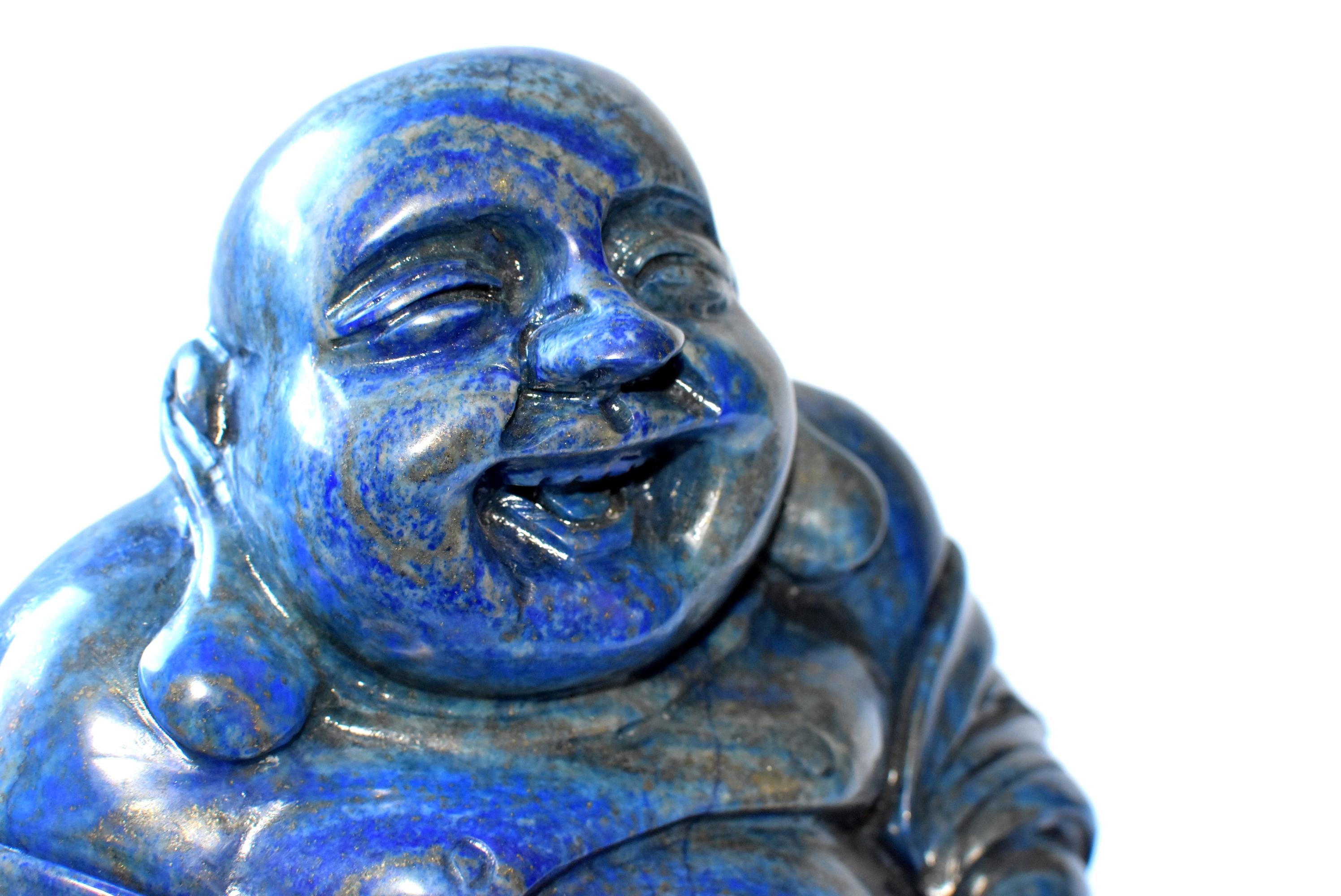 Riesige 14::4 Pfund natürlichen Lapislazuli glücklich Buddha-Statue (Lapis Lazuli)