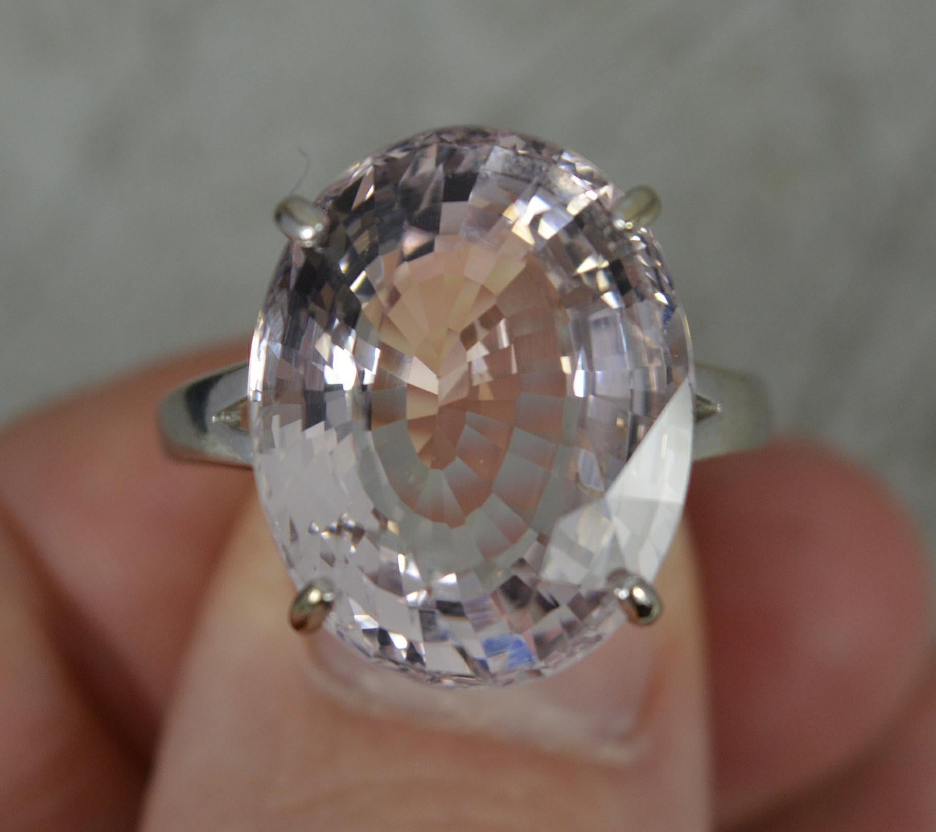 Huge 14ct Oval Cut Kunzite and 18ct White Gold Solitaire Statement Ring 4