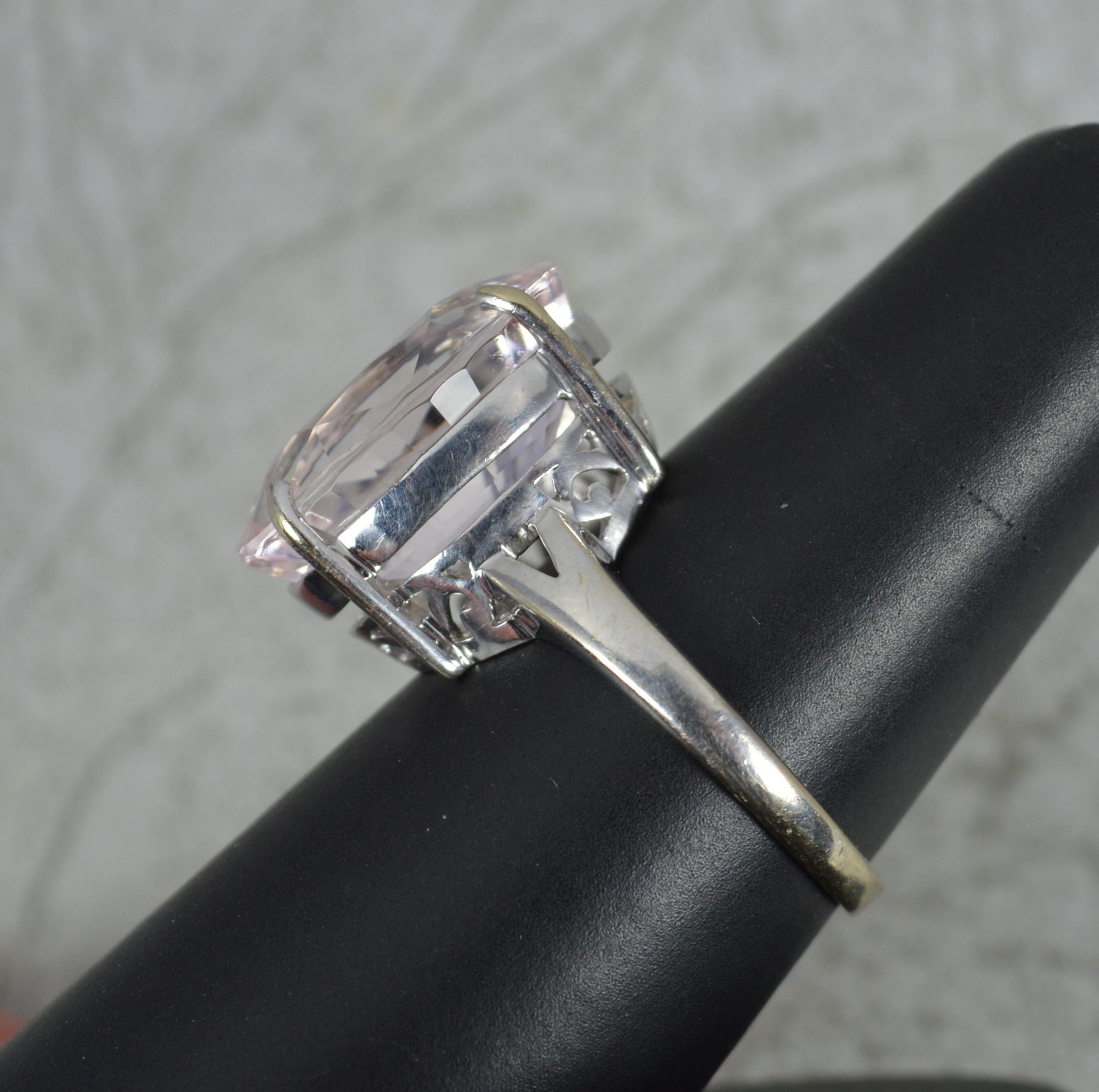 Huge 14ct Oval Cut Kunzite and 18ct White Gold Solitaire Statement Ring In Good Condition In St Helens, GB