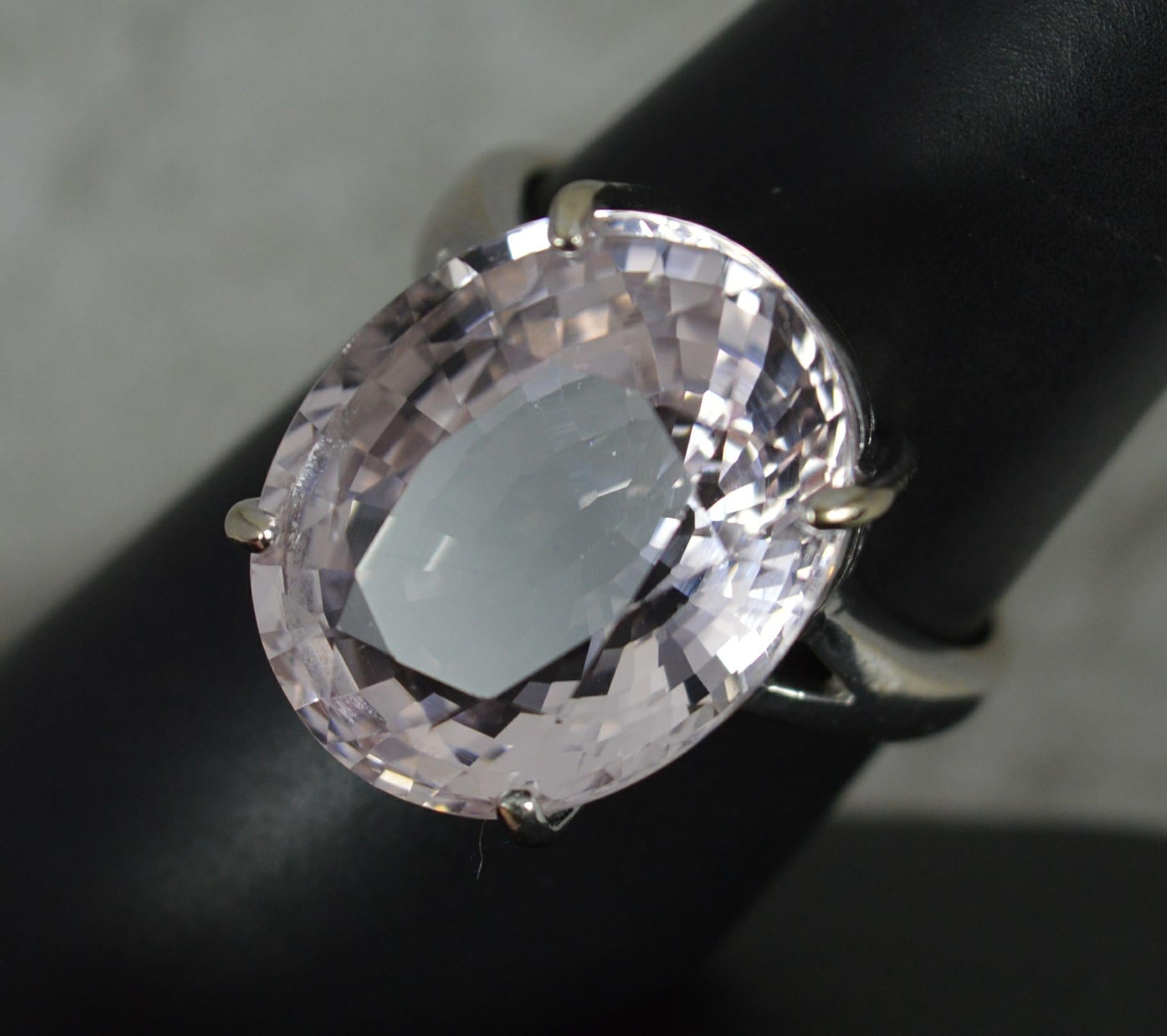 Huge 14ct Oval Cut Kunzite and 18ct White Gold Solitaire Statement Ring 2