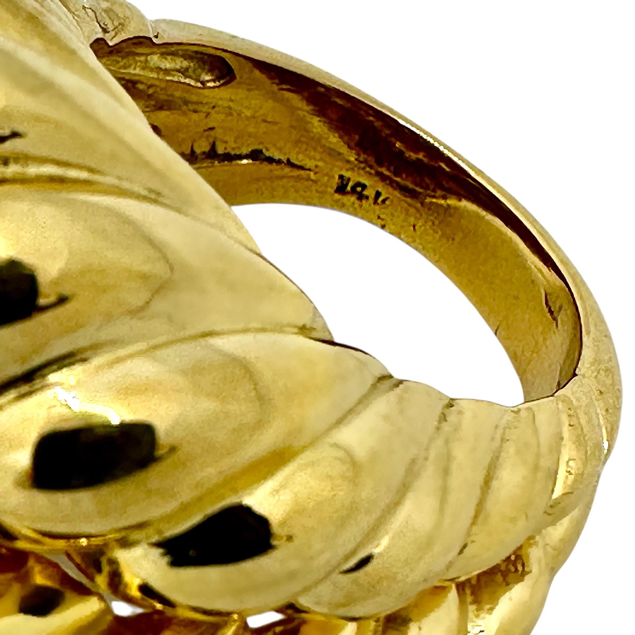 Enorme anello a cupola in oro giallo 14K con finitura lucida, a forma di corda ritorta in vendita 5