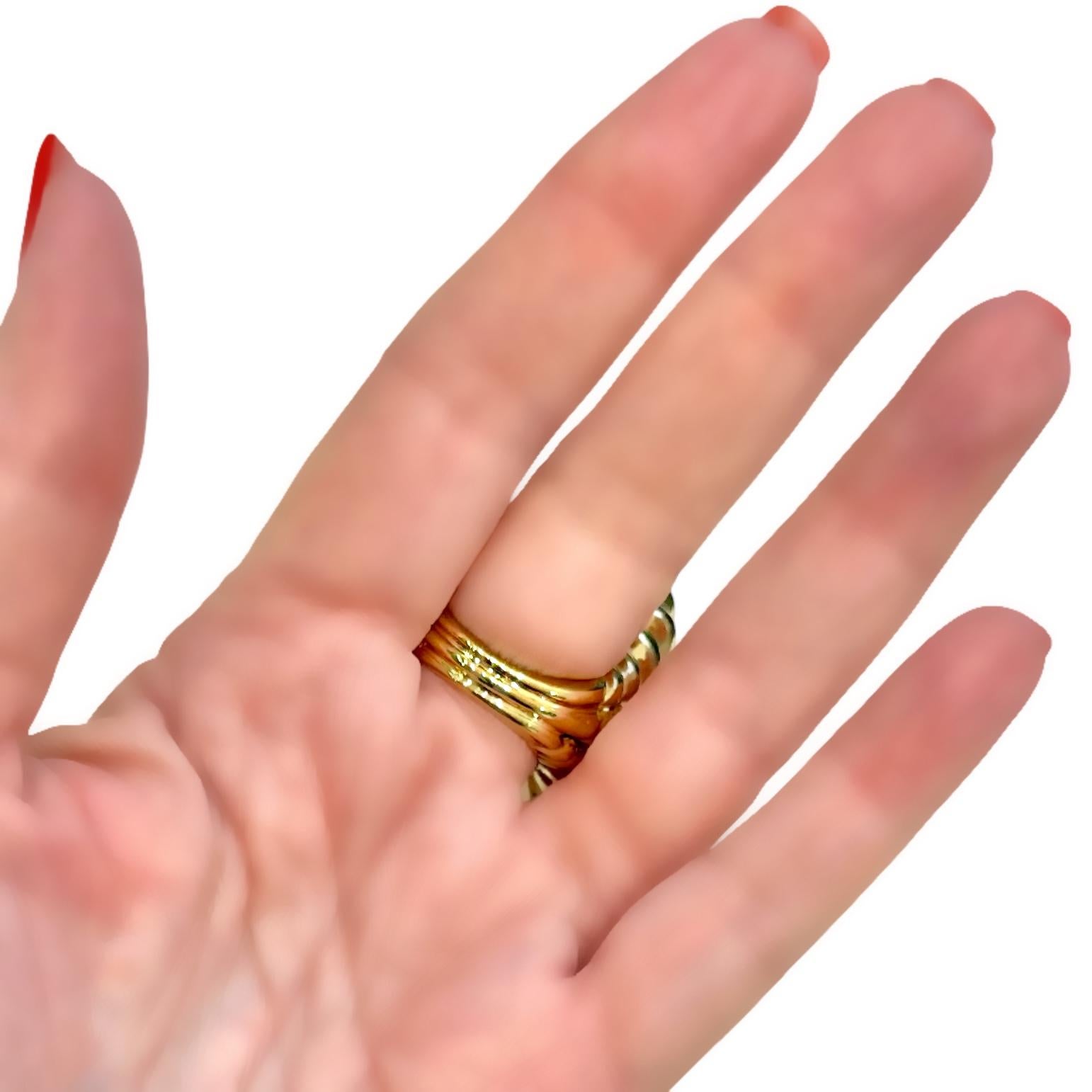 Enorme anello a cupola in oro giallo 14K con finitura lucida, a forma di corda ritorta in vendita 13