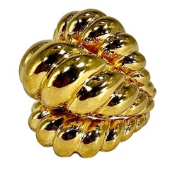 Huge 14K Yellow Gold High Polish Finish Twisted Rope Style Dome Ring