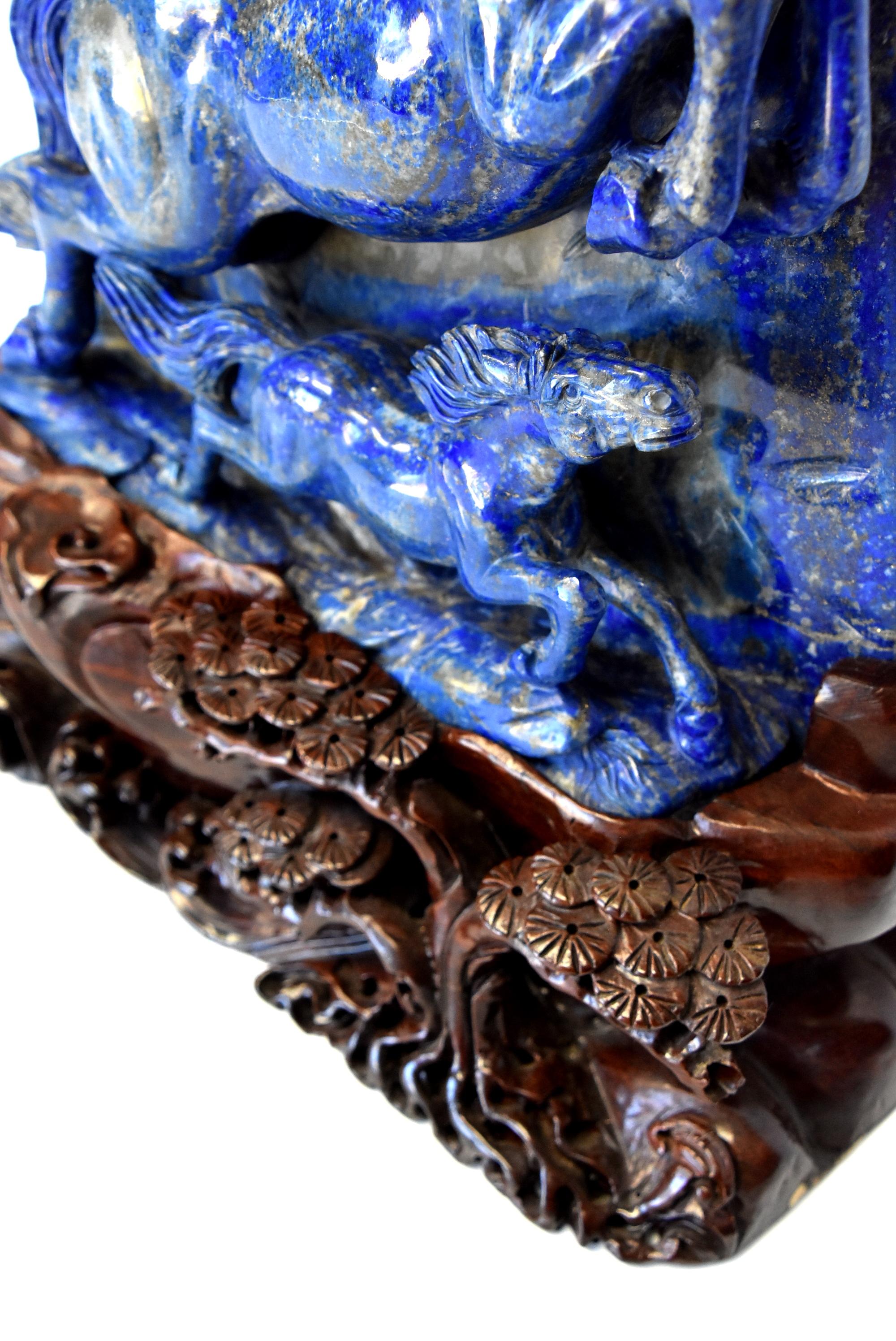 Huge 15 lb Natural Lapis Lazuli Horse Statue, Pegasus Sculpture 2