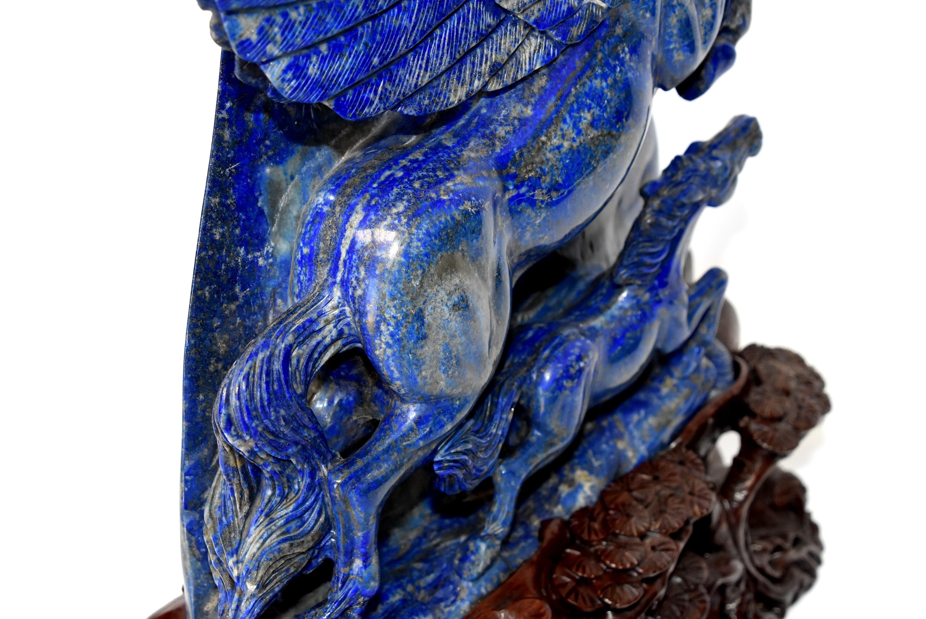 Huge 15 lb Natural Lapis Lazuli Horse Statue, Pegasus Sculpture 3