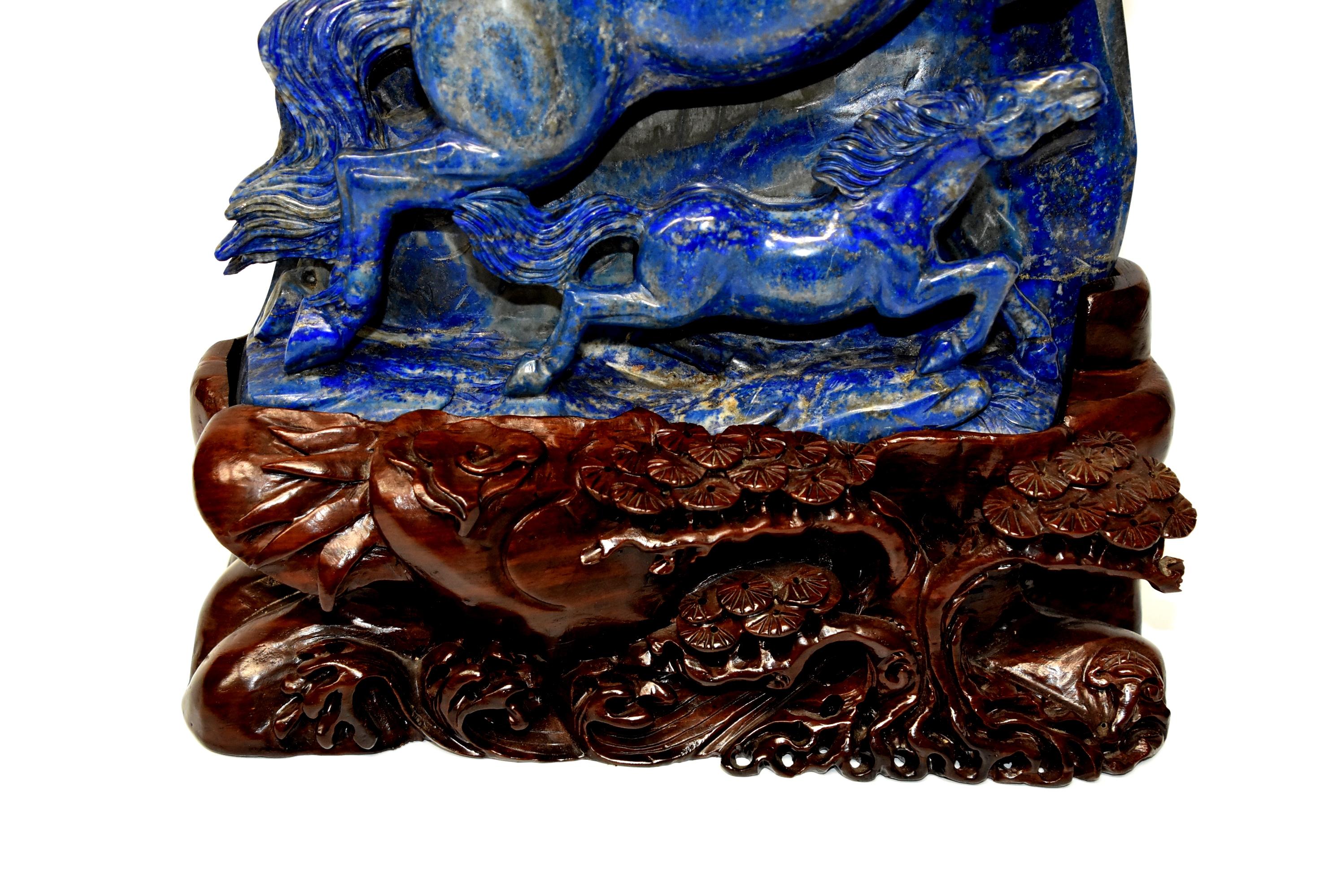 Huge 15 lb Natural Lapis Lazuli Horse Statue, Pegasus Sculpture 4