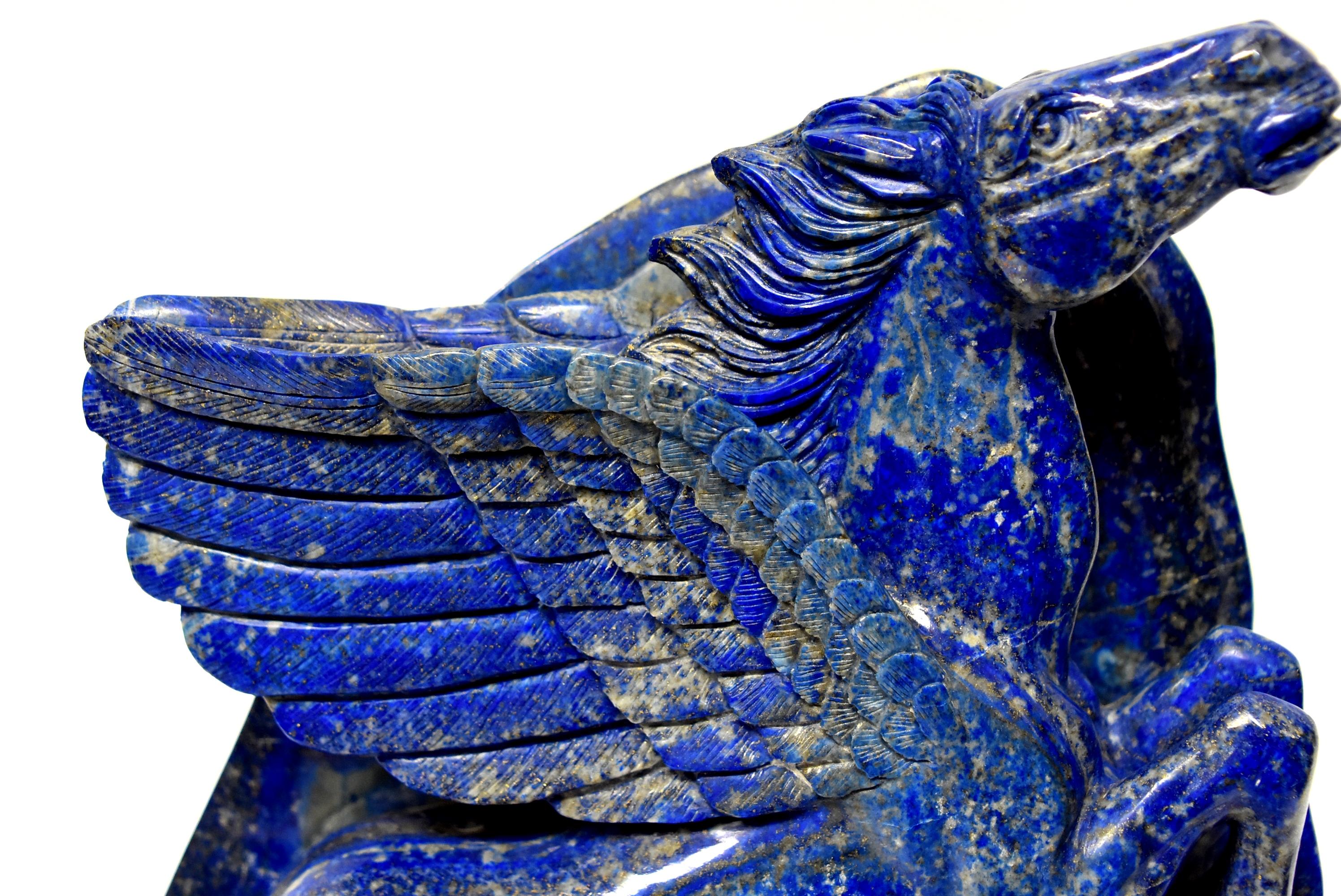Huge 15 lb Natural Lapis Lazuli Horse Statue, Pegasus Sculpture 6