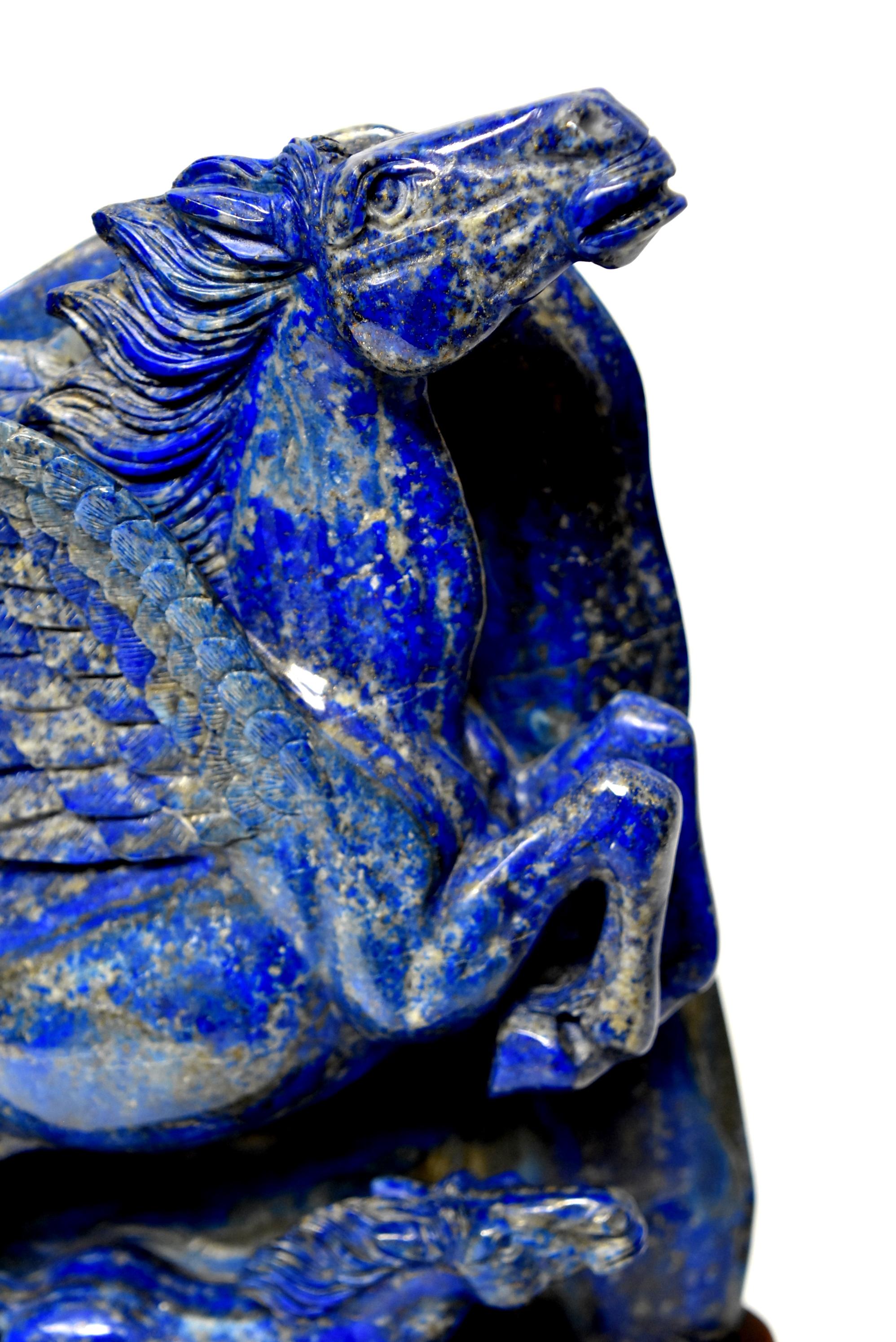 Huge 15 lb Natural Lapis Lazuli Horse Statue, Pegasus Sculpture 7