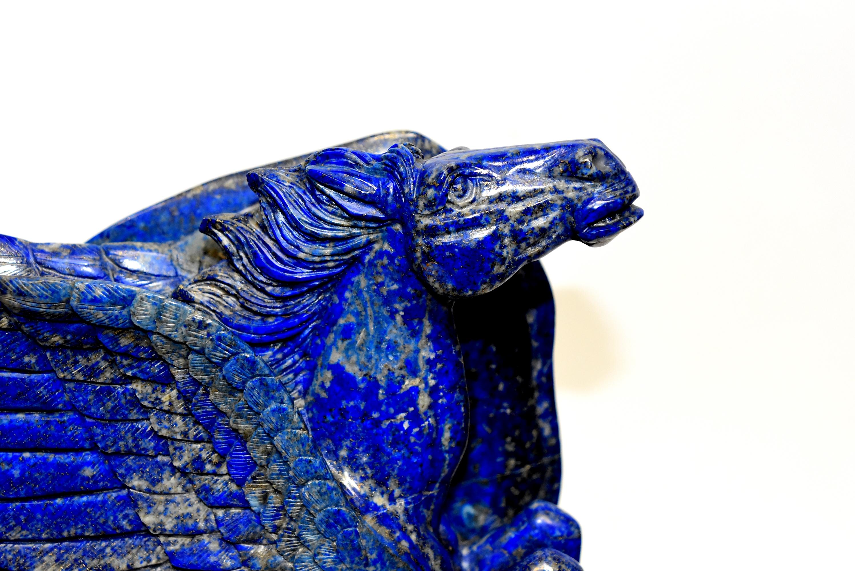 Huge 15 lb Natural Lapis Lazuli Horse Statue, Pegasus Sculpture 9