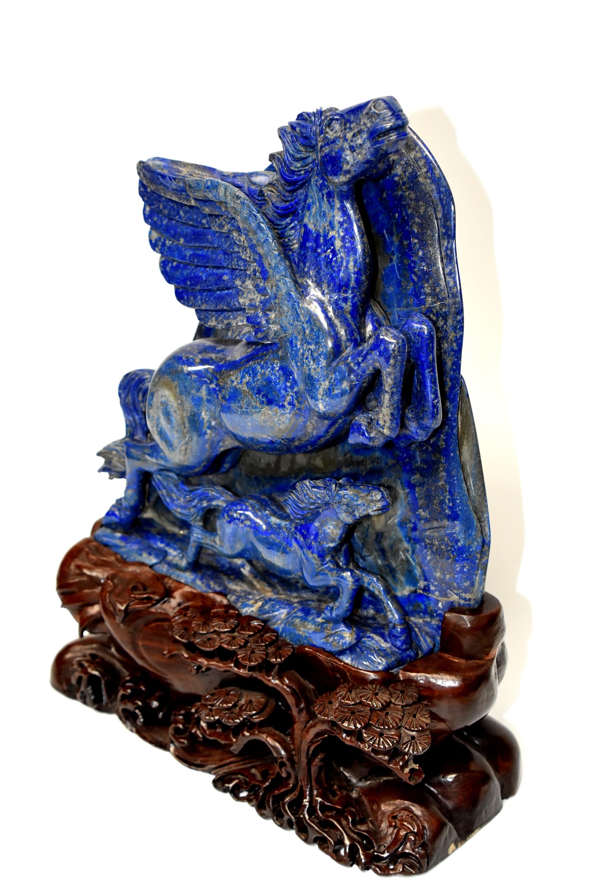 Huge 15 lb Natural Lapis Lazuli Horse Statue, Pegasus Sculpture 10