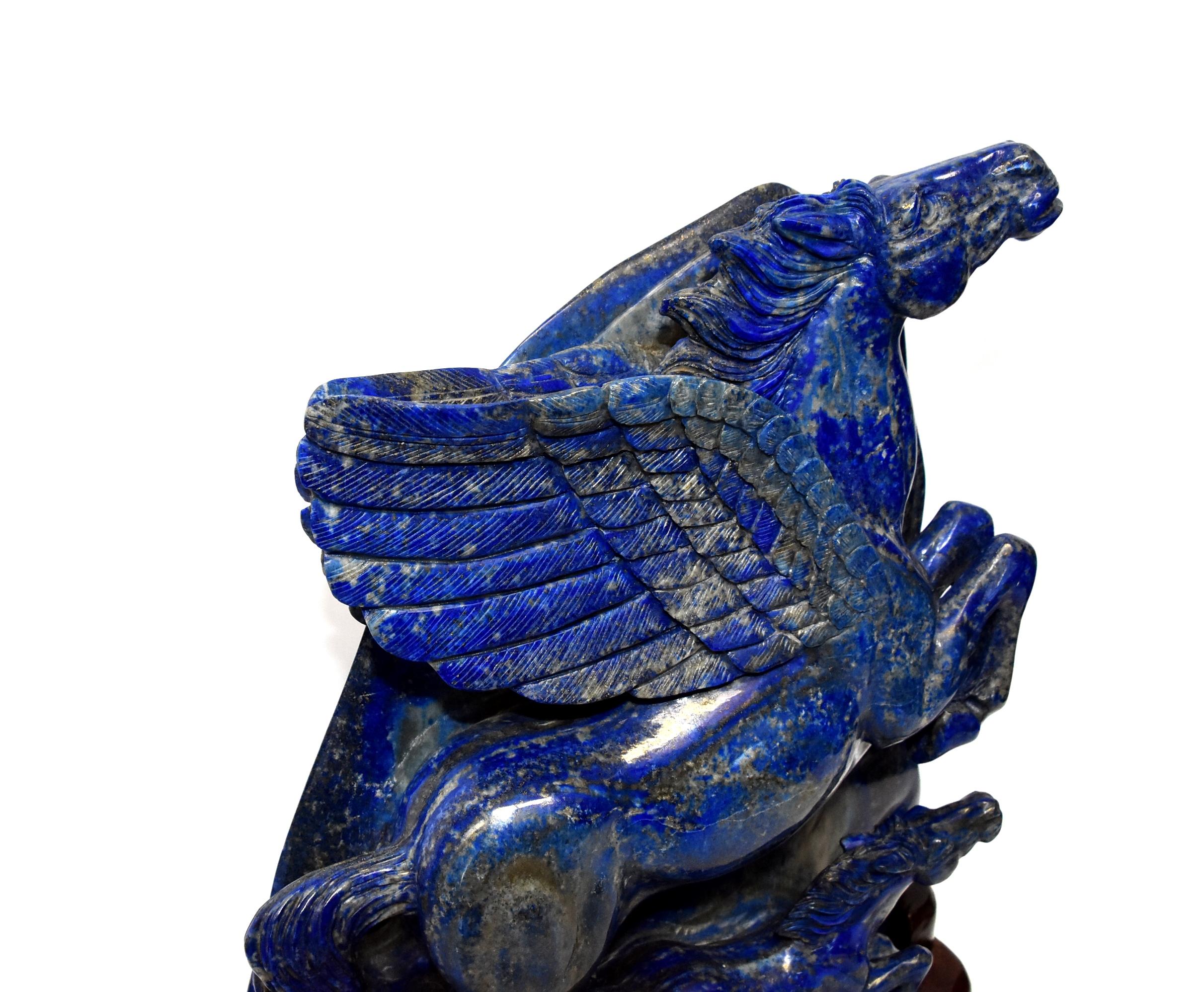 Afghan Huge 15 lb Natural Lapis Lazuli Horse Statue, Pegasus Sculpture