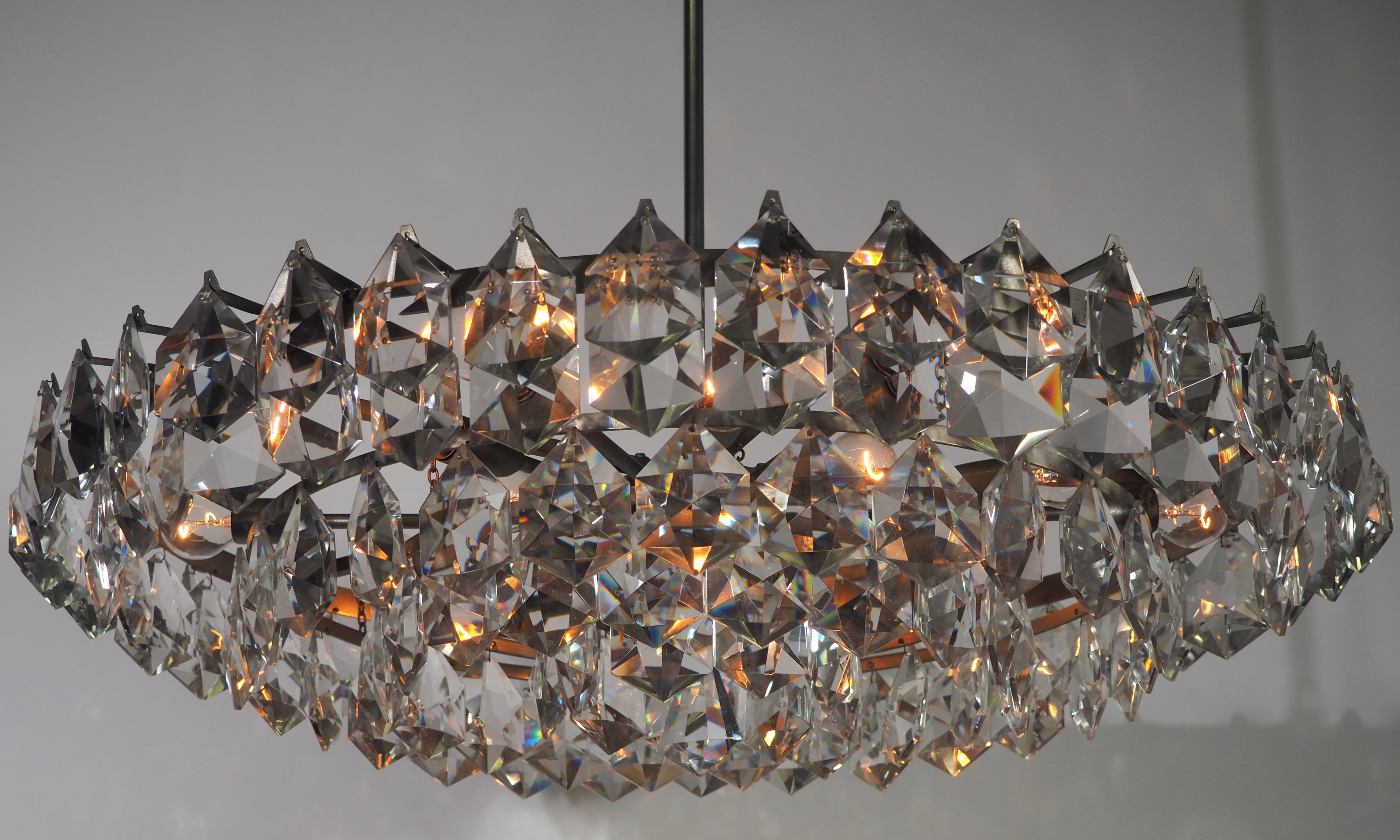 Huge 15-Light Crystal Chandelier by Bakalowits & Sons, Vienna, circa 1960s For Sale 3