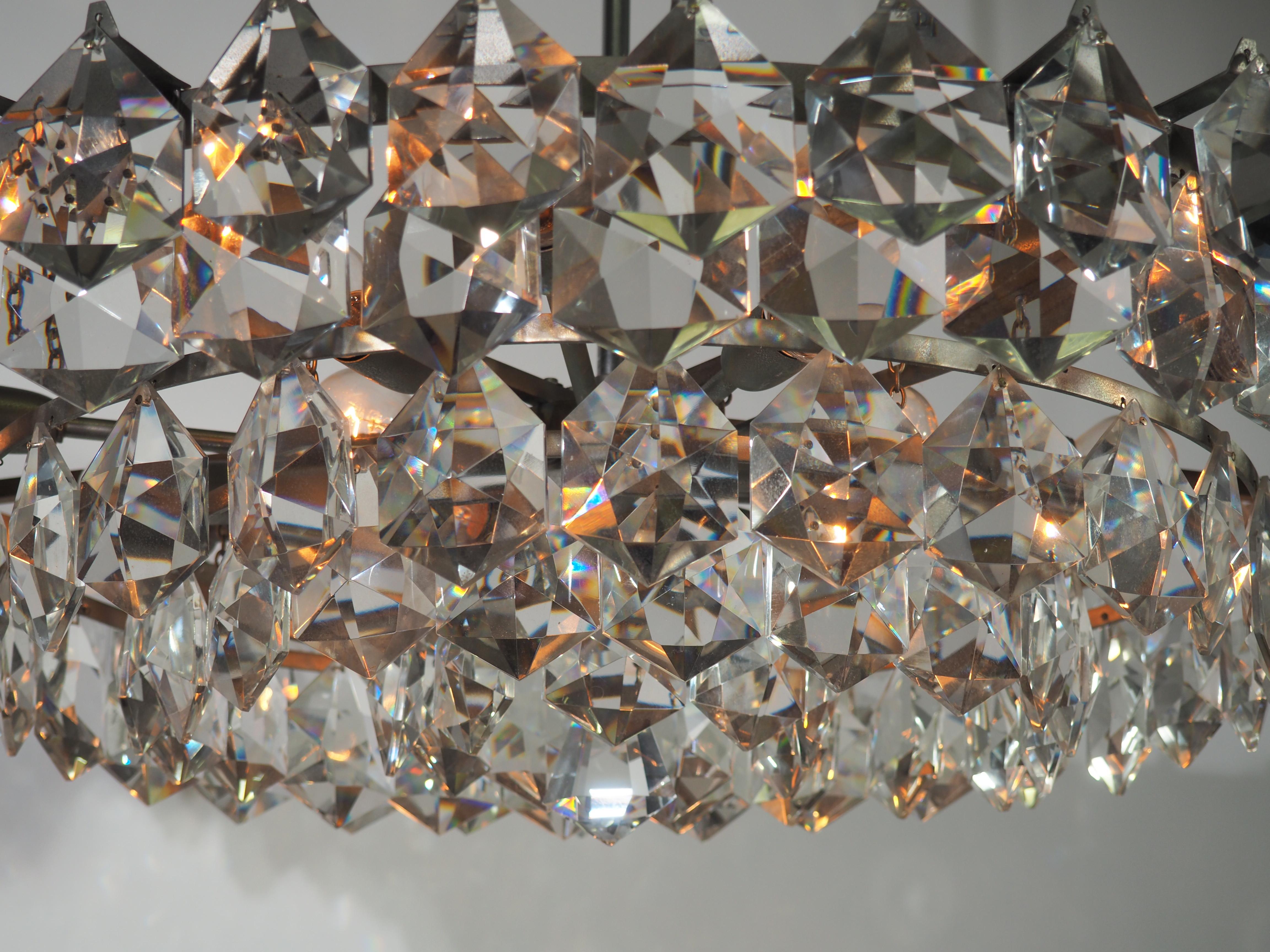 Huge 15-Light Crystal Chandelier by Bakalowits & Sons, Vienna, circa 1960s For Sale 4